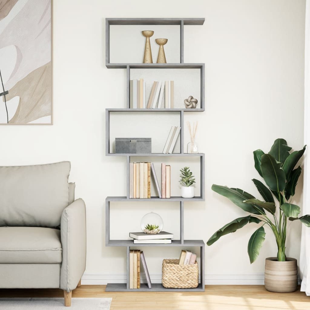 vidaXL Bücherregal Raumteiler-Bücherregal 6 Etagen Betongrau günstig online kaufen