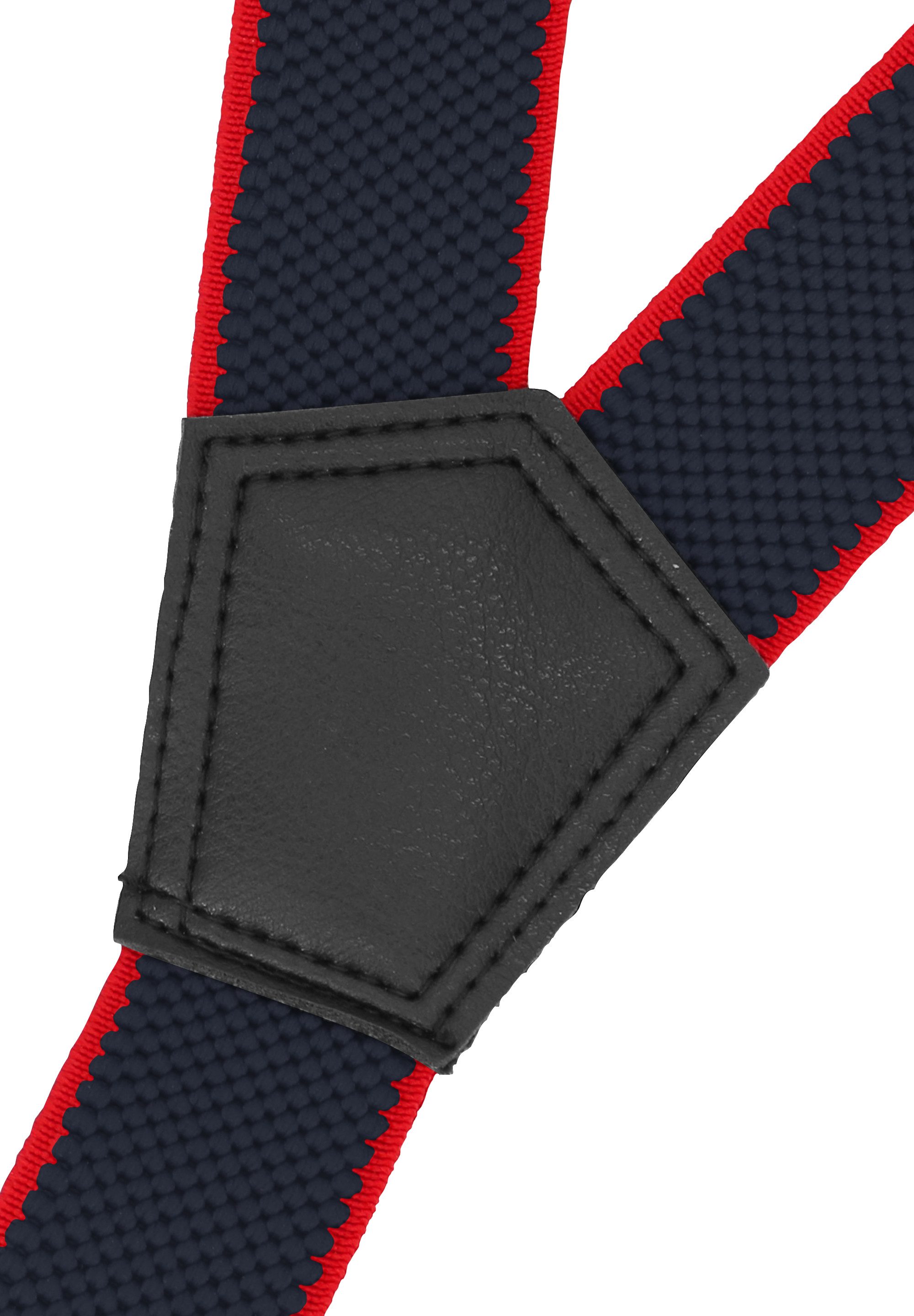 Fabio Farini Hosenträger Schmales Y-Design mit 2,5cm Breite verstellbar mit extra starken Clipverschluss, Dunkelblau roter Rand