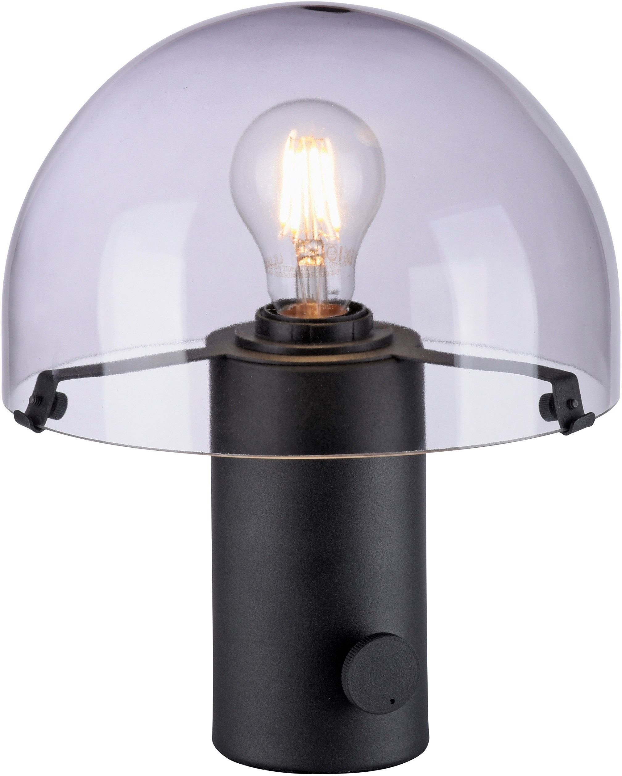 andas Tischleuchte Tischlampe Leuchtmittel, Ein-/Ausschalter, E27, Pilzlampe Skickja, schwarz/rauchglas Drehschalter, ohne skandinavisch