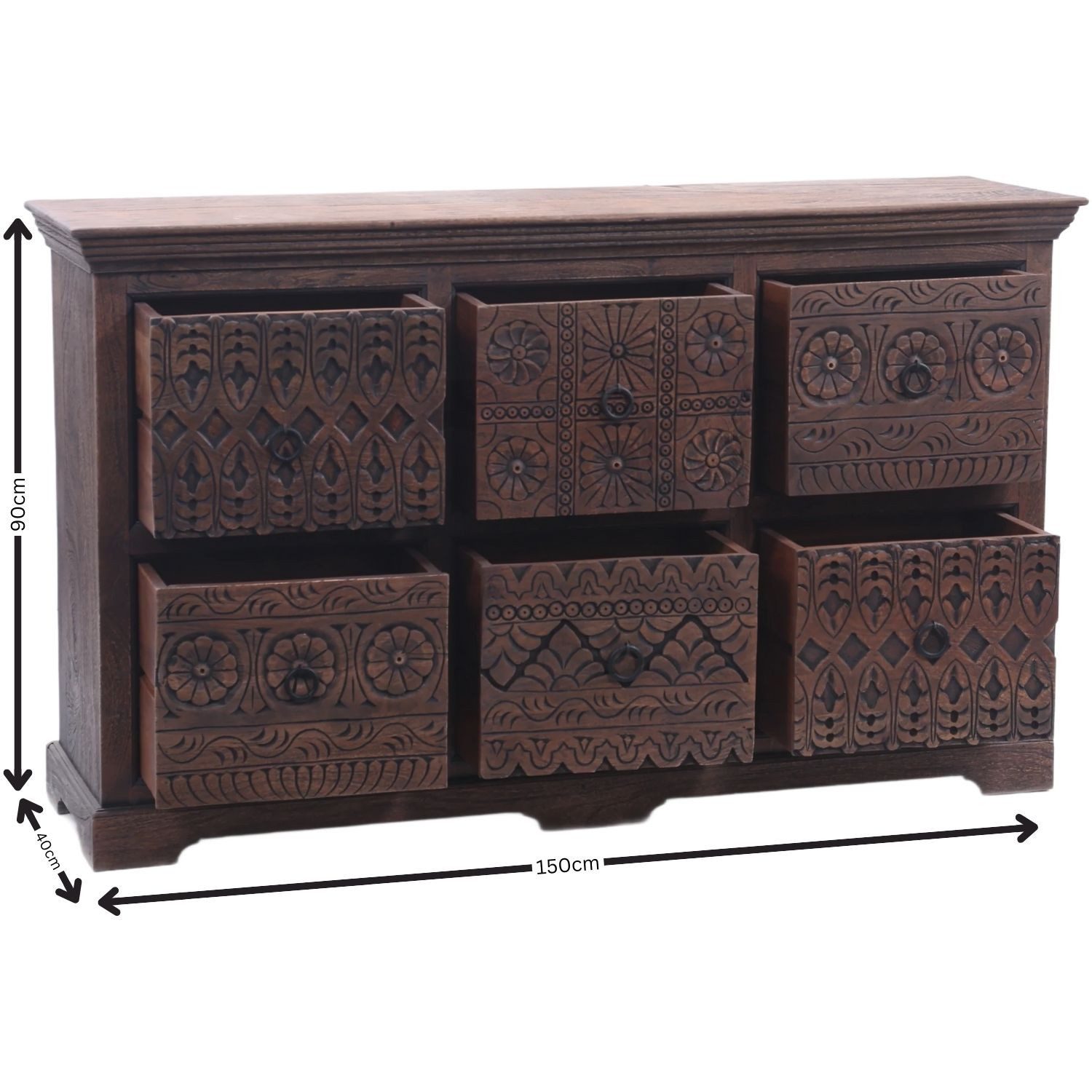 Marrakesch Orient & Mediterran Interior Kommode Vintage Sideboard Kommode mit Schubladen aus Holz Mapy (1 St), Handarbeit