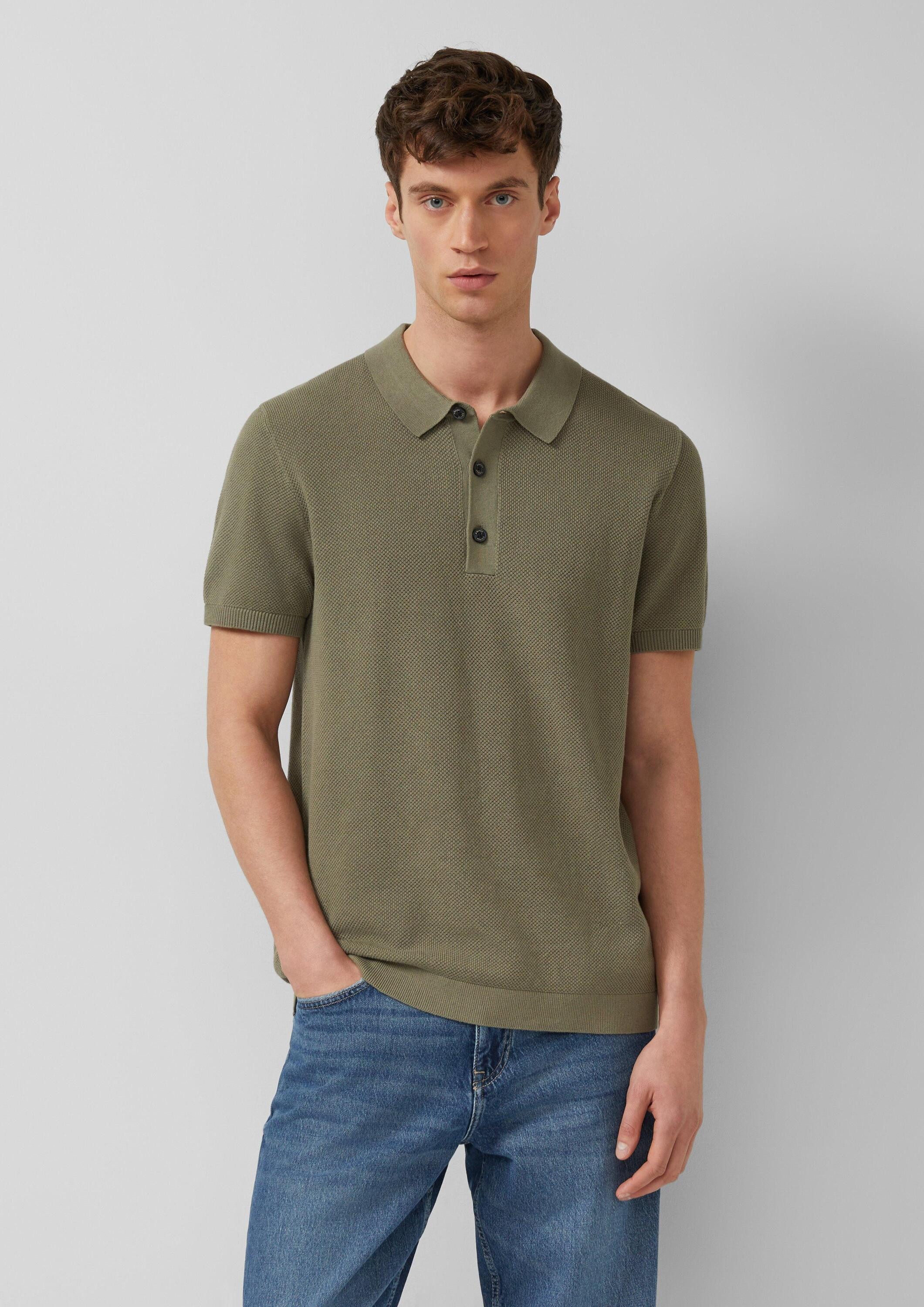 s.Oliver Kurzarmpullover Strickpullover Strukturiertes Strick-Poloshirt