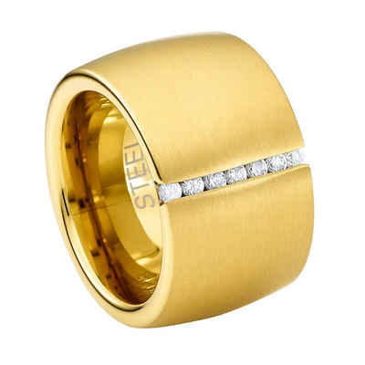 Heideman Fingerring Lines goldfarben (Ring, 1-tlg., inkl. Geschenkverpackung), mit Steinen