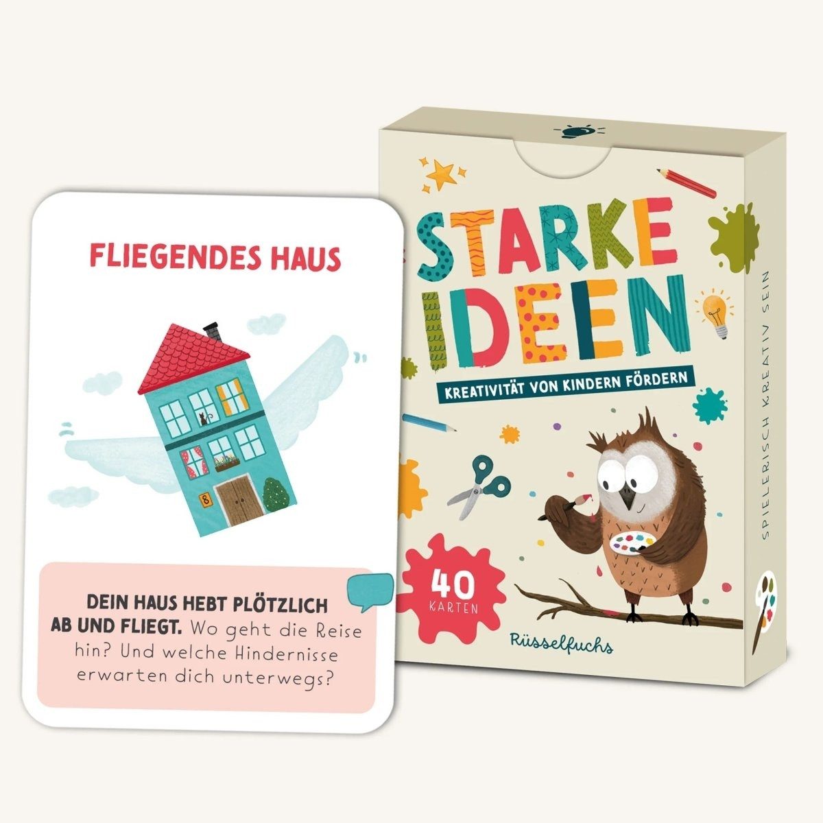Rüsselfuchs Spiel Starke Ideen Kreativitätskarten für Kinder Basteln Malen Set, Starke Ideen – Kreativitätskarten für Kinder, handgezeichnete Karten, kindgerechte Impulse, Faltschachtel