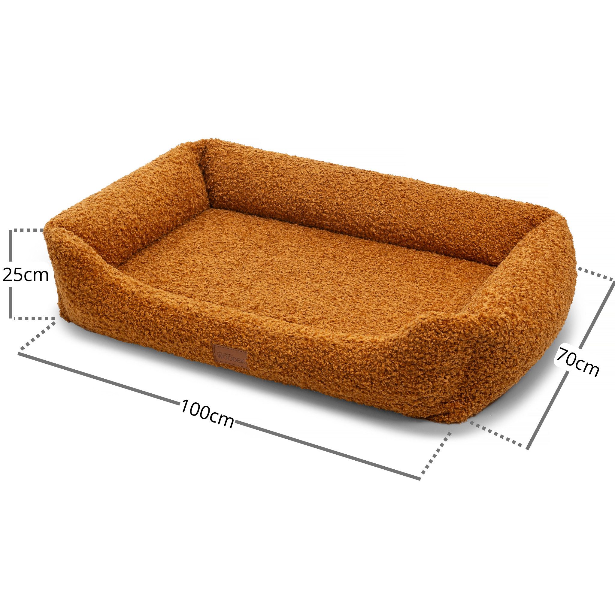 Woodek Design Tiersofa Milo ergonomisches Hundesofa, orange, hergestellt in der EU, Bezug: 100% PES, L 100 x B 70 x H 25 cm, recyceltes und hundefreundliches Material