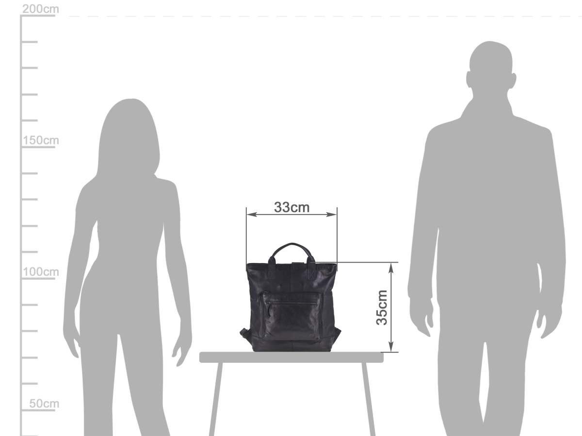 Bear Design Freizeitrucksack mit als schwarz Tragegriffen Tasche 33x35cm, zu tragen Rinus, bequem Damenrucksack