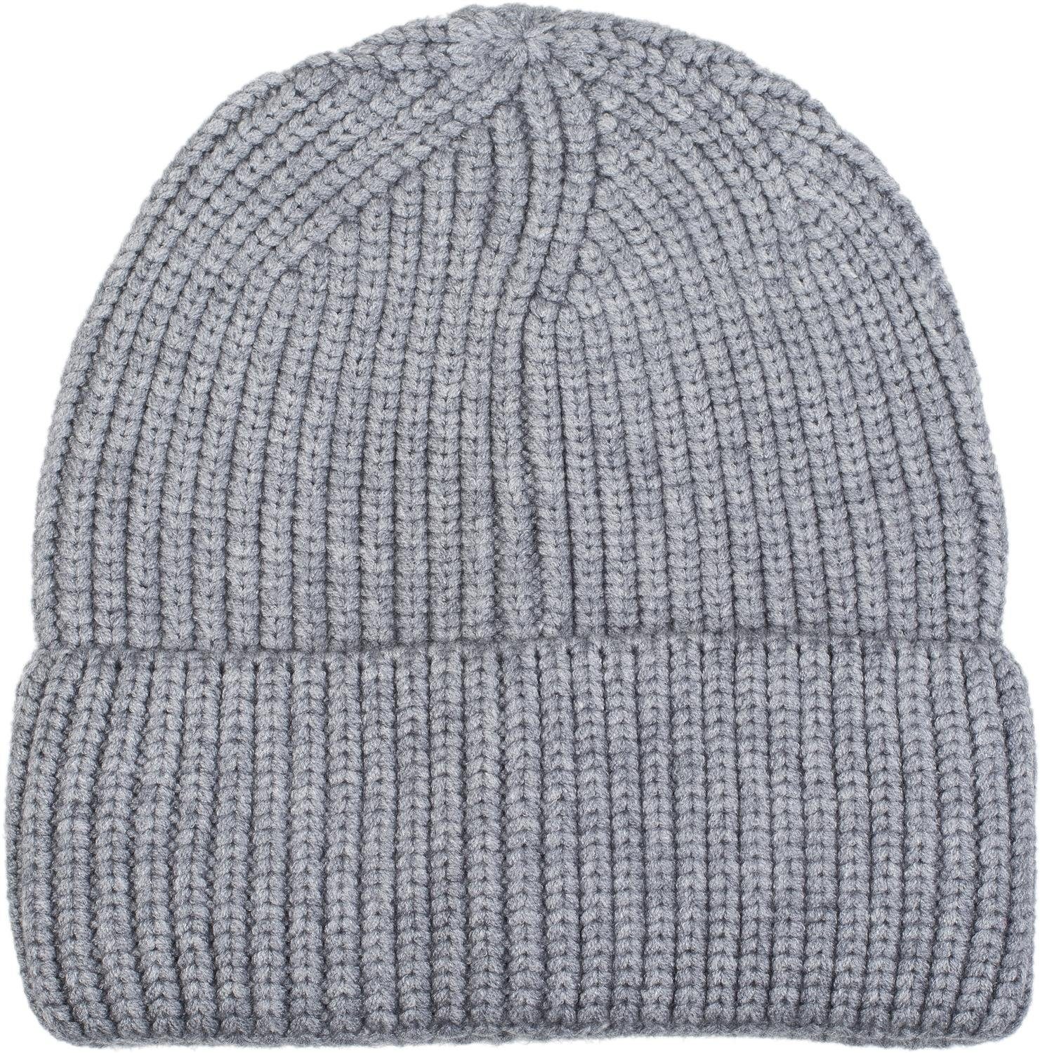 (1-St) Hellgrau Strickmütze Feinstrick Mütze styleBREAKER Beanie mit Krempe