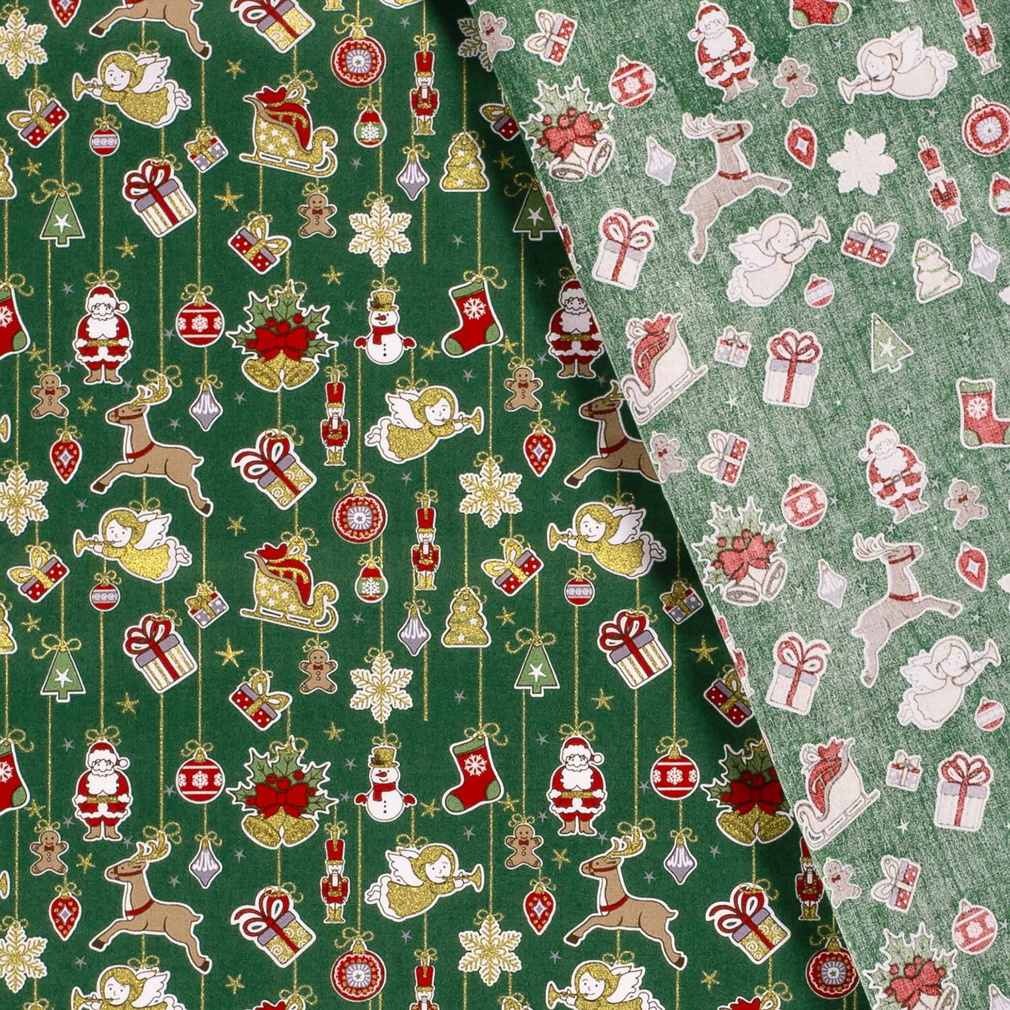 Thumbnail - maDDma Stoff Baumwollstoff klassische Weihnachtsmotive ab 1x1,45m Foliendruck, Weihnachten 1