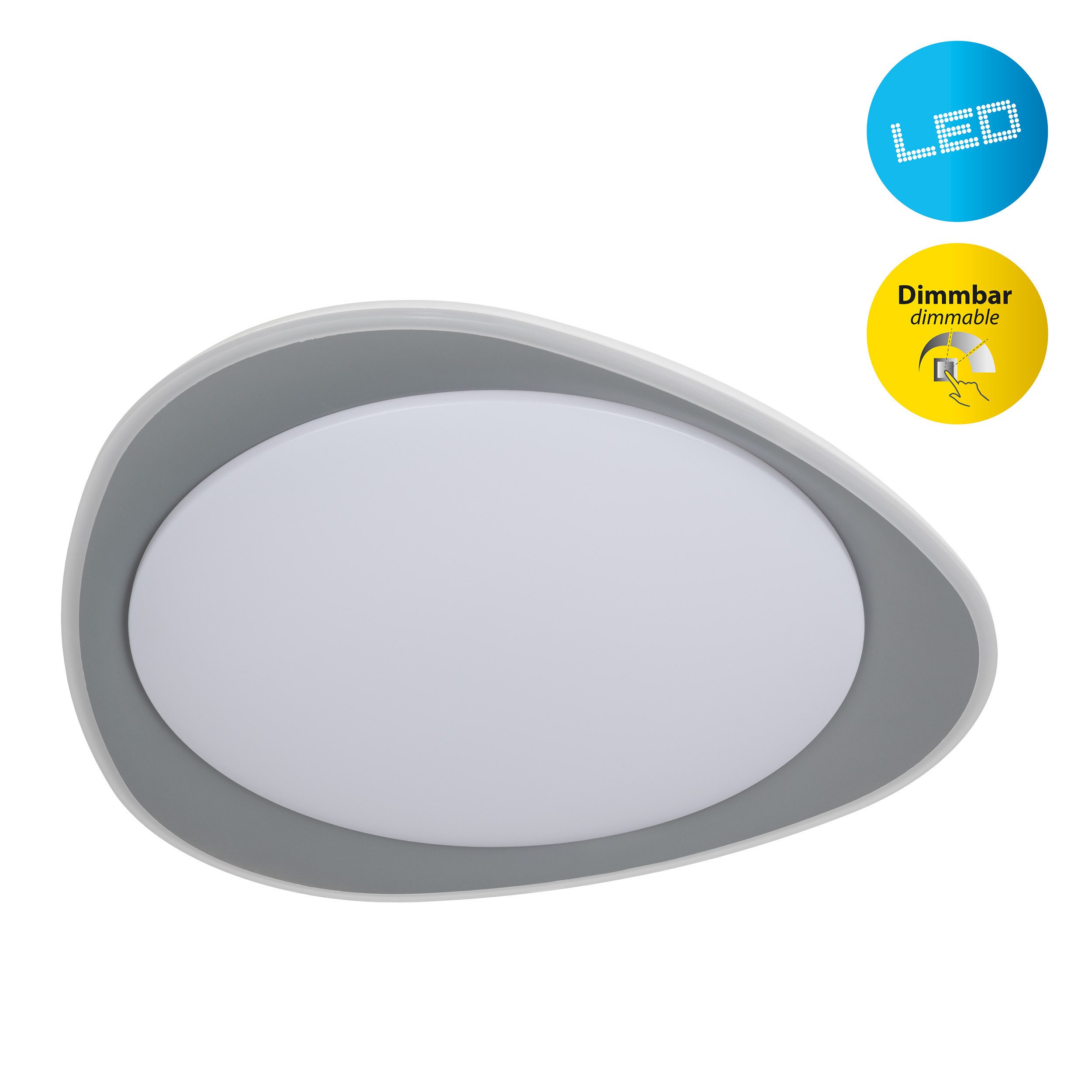 näve LED Deckenleuchte Tokio, Dimmfunktion, Memoryfunktion, LED wechselbar, Neutralweiß, 3 stufig dimmbar per Wandschalter 25/50/100%, Memory, LED neutralweiß