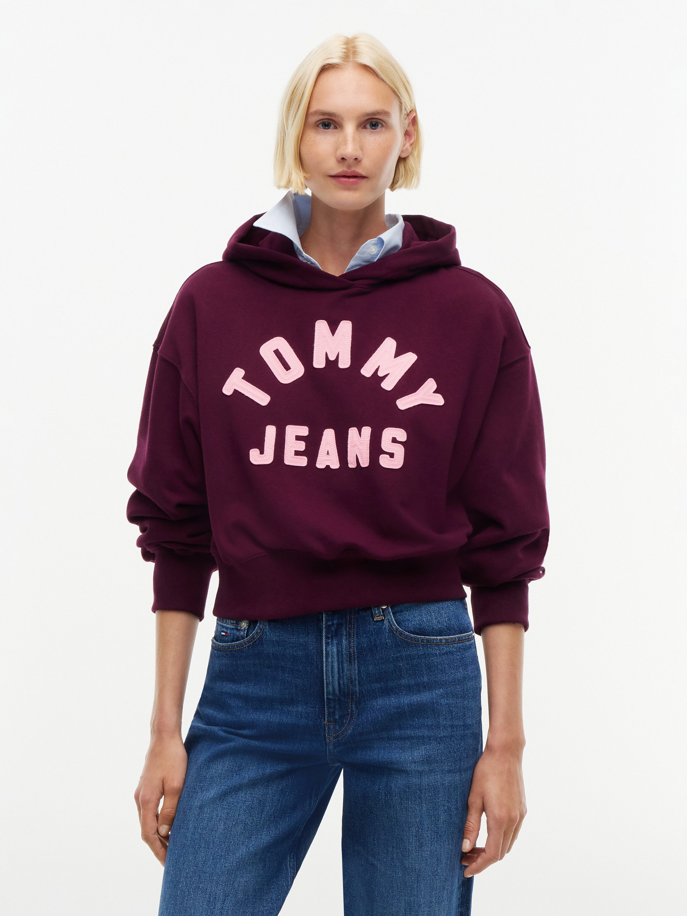 Tommy Jeans Kapuzensweatshirt TJW OVS SH TOMMY ARCH HOODIE Baumwollmischung