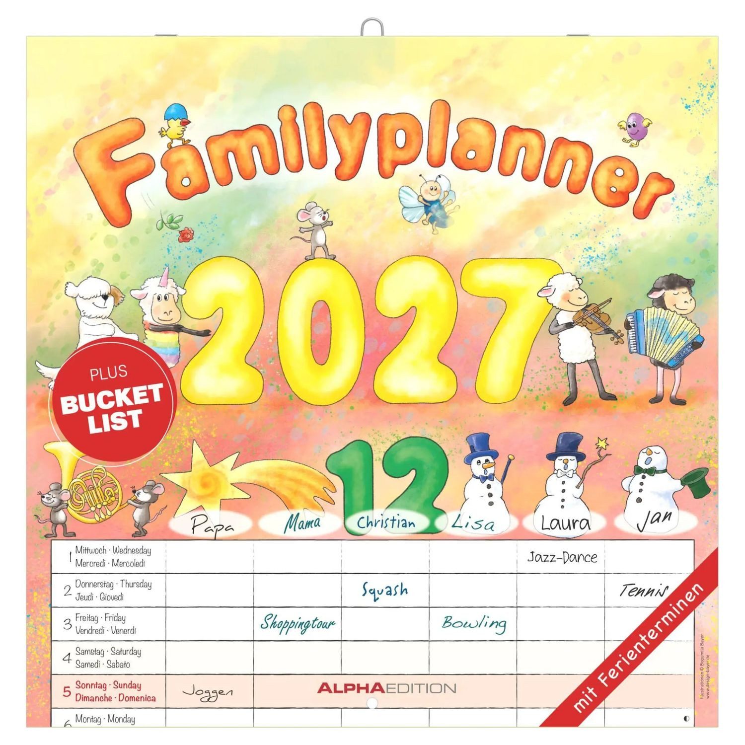 Wandkalender Familienplaner Cartoon 2027