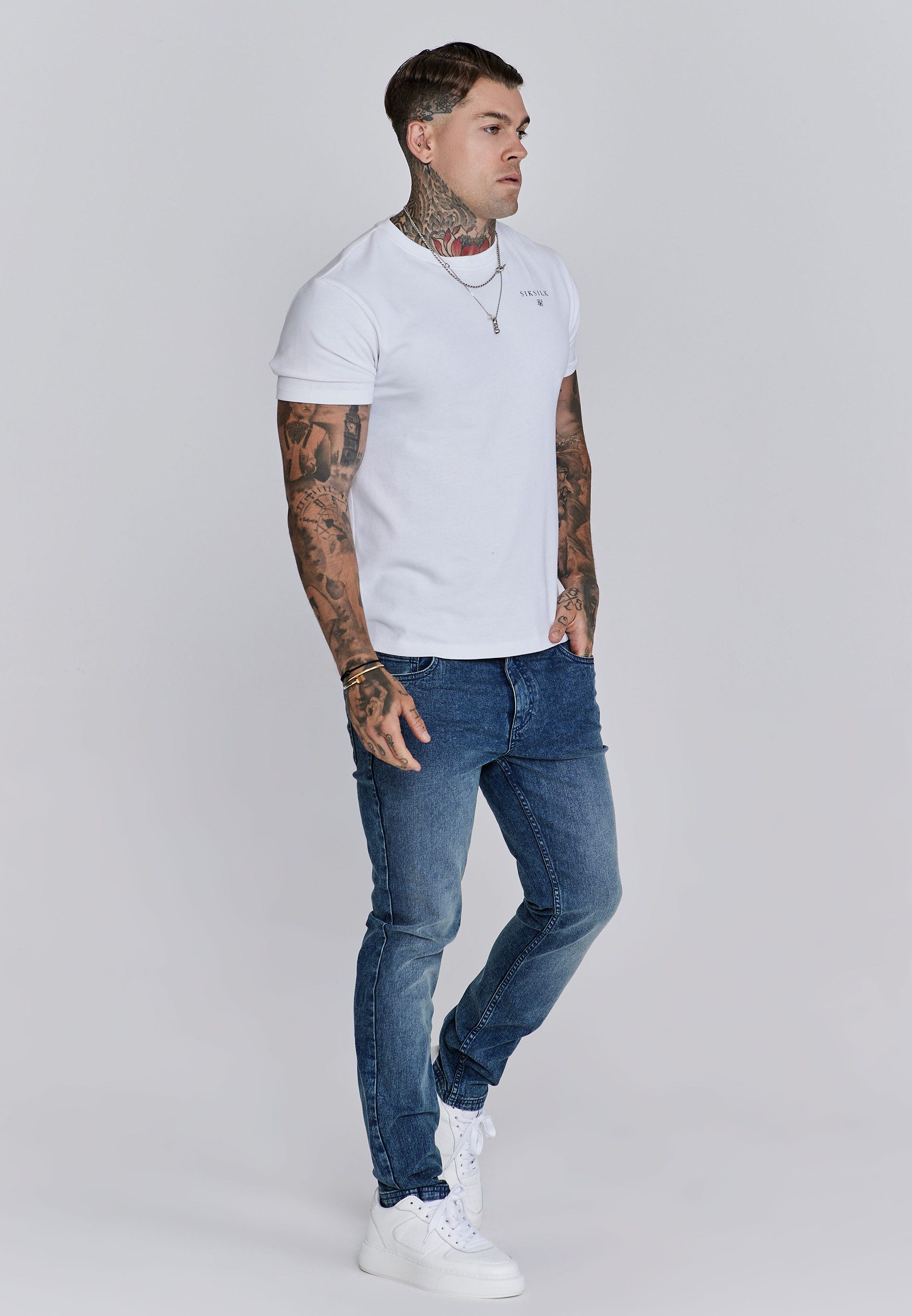 Siksilk Slim-fit-Jeans SikSilk Herren Blaue Slim Fit Jeans