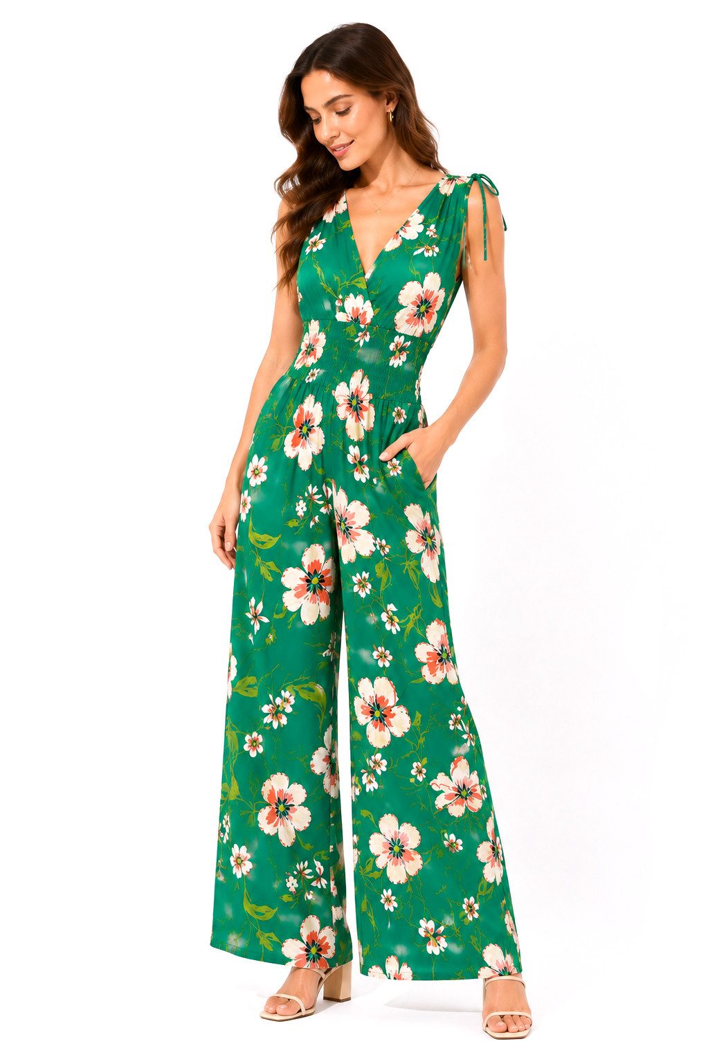ITALY VIBES Jumpsuit - floraler Viskose Overall mit Trägerbindung für Damen