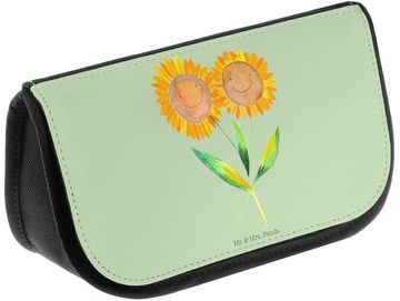 Mr. & Mrs. Panda Kosmetiktasche Blume Sonnenblume - Blattgrün - Geschenk, Sonnenblumen, Kulturtasche, (1-tlg), Liebevolle Motive