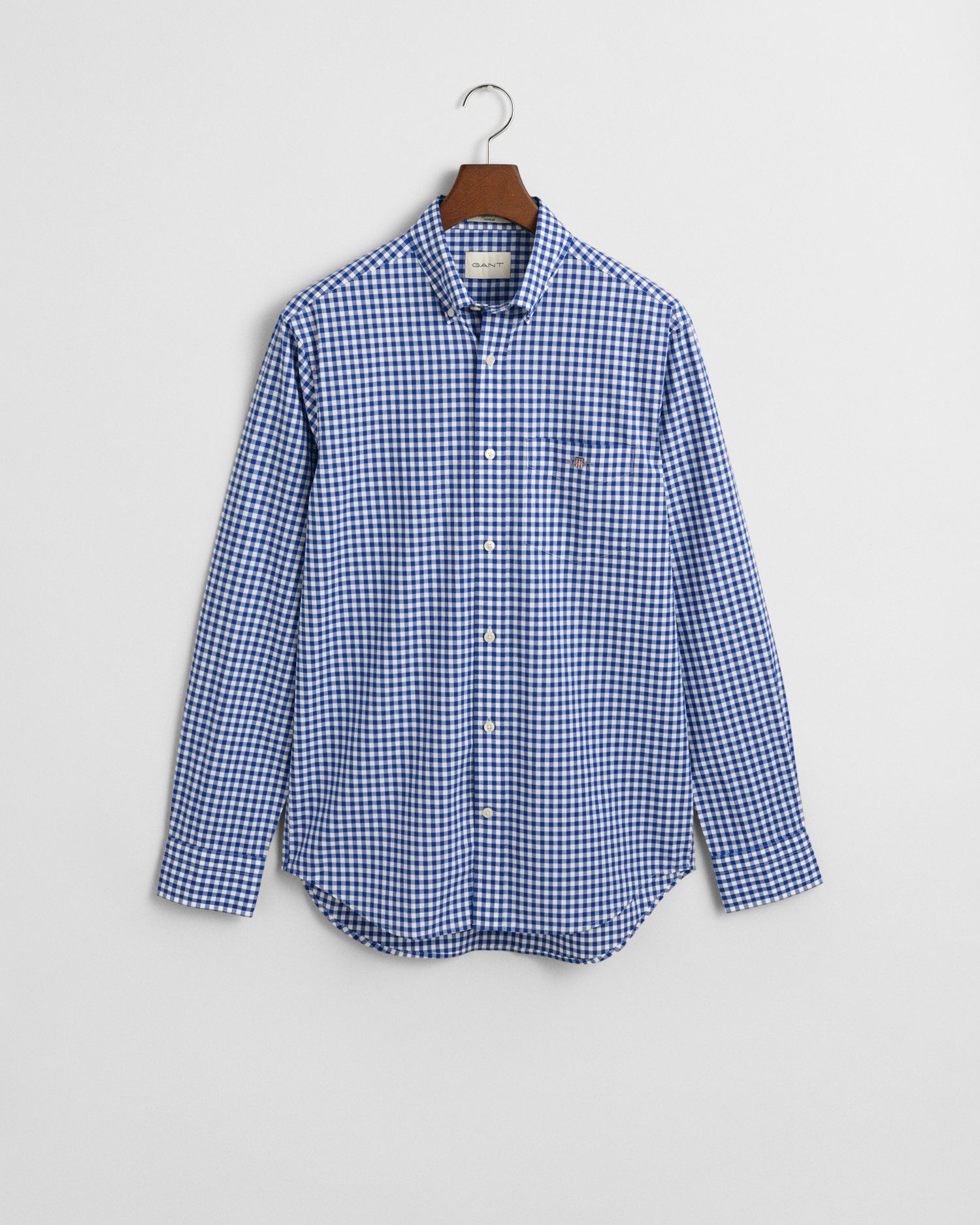 Gant Langarmhemd REG POPLIN GINGHAM SHIRT mit Logostickerei auf der Brust