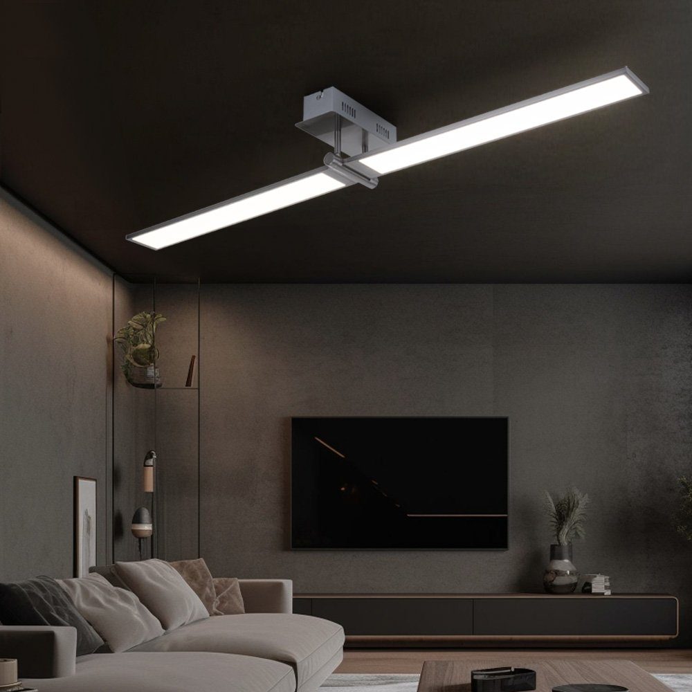WOFI LED Deckenleuchte, LED-Leuchtmittel fest LED verbaut, schwenkbar Deckenleuchte Deckenlampe lang Warmweiß, flach