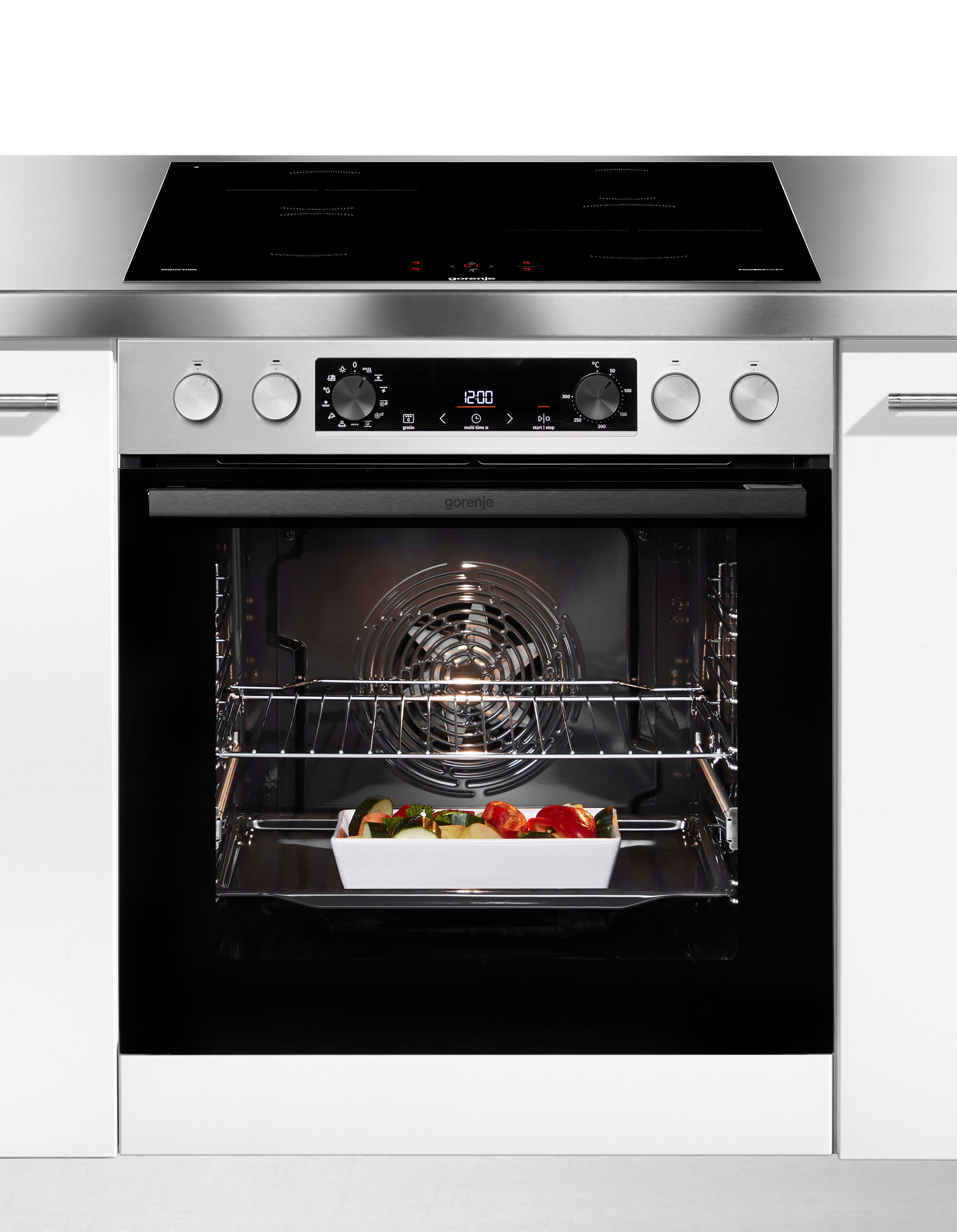 GORENJE Induktions Herd-Set Pacific Induktion 2021, mit 1-fach-Teleskopauszug, ecoClean Plus, Pizzafunktion mit 300 °C – perfekt für Pizza, Focaccia und mehr!