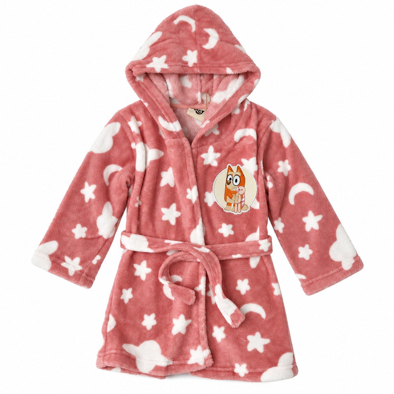 Bluey Kinderbademantel Bluey Kinder Hausmantel Bademantel mit Kapuze Coral Fleece Gr. 98-116, Langarm, Polyester, Gürtel