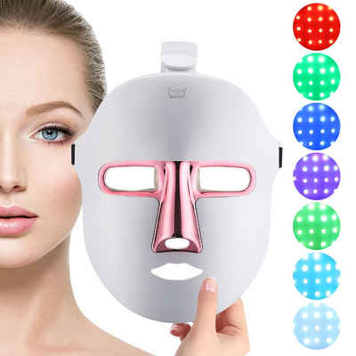KINSI Kosmetikbehandlungsgerät Lichttherapie-Maske, LED Gesichtsmaske, Hautverjüngungsmaske, 7 Farben, schönheit, facelifter, weiß