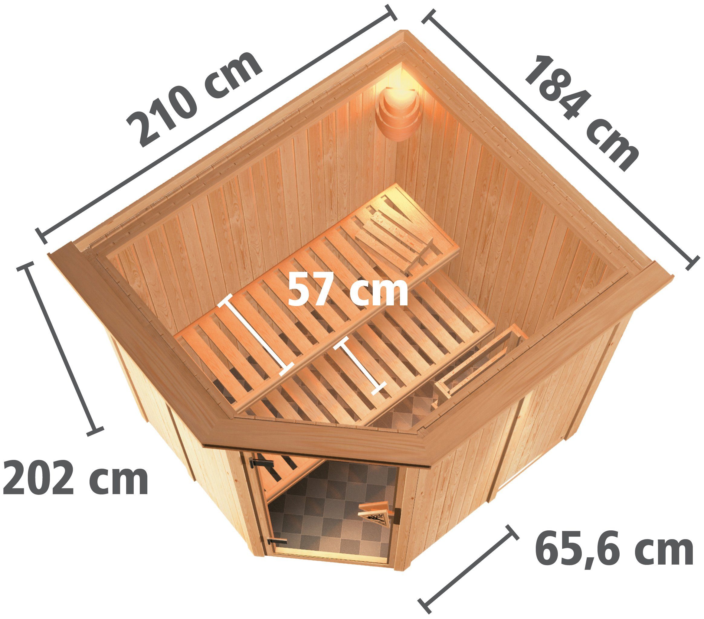 Karibu Sauna Siirin, BxTxH: 210 x 184 x 202 cm, 68 mm, (Set) ohne Ofen