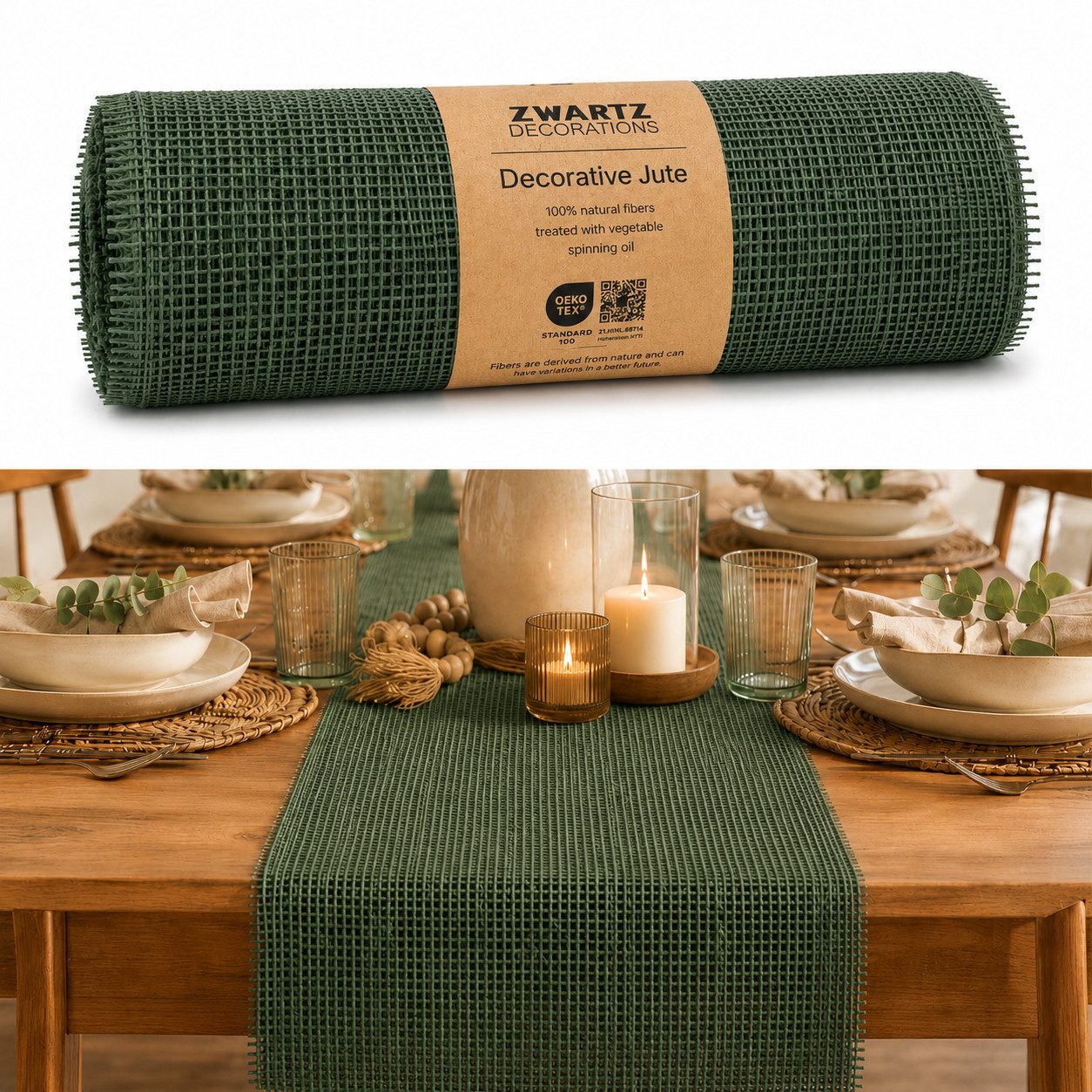 DecoHomeTextil Heimtextilmanufaktur Tischläufer Deco Jute Tischläufer Tischband Geschenkband Eco Friendly
