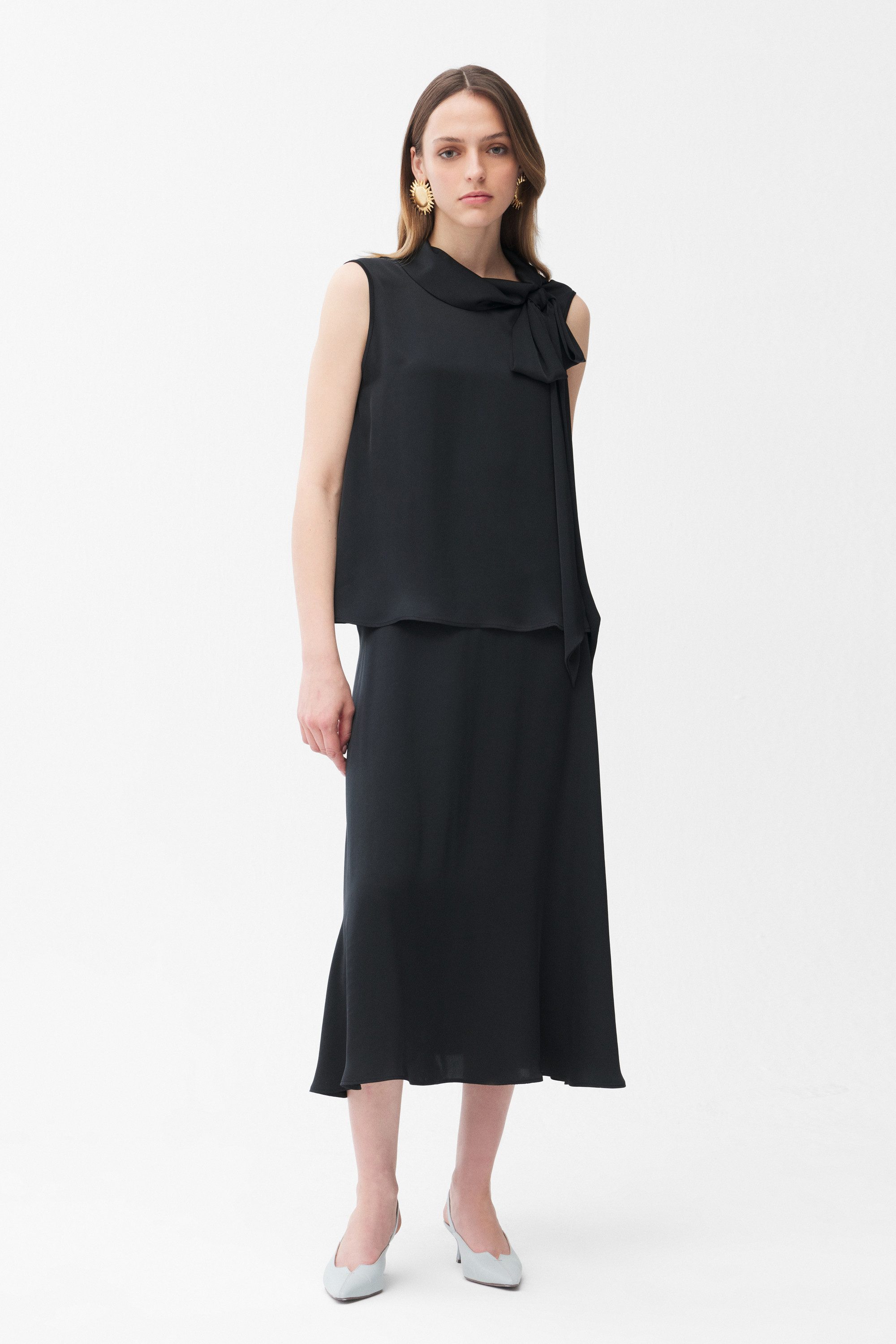 adL Blusentop Ärmellose Bluse mit Schluppe