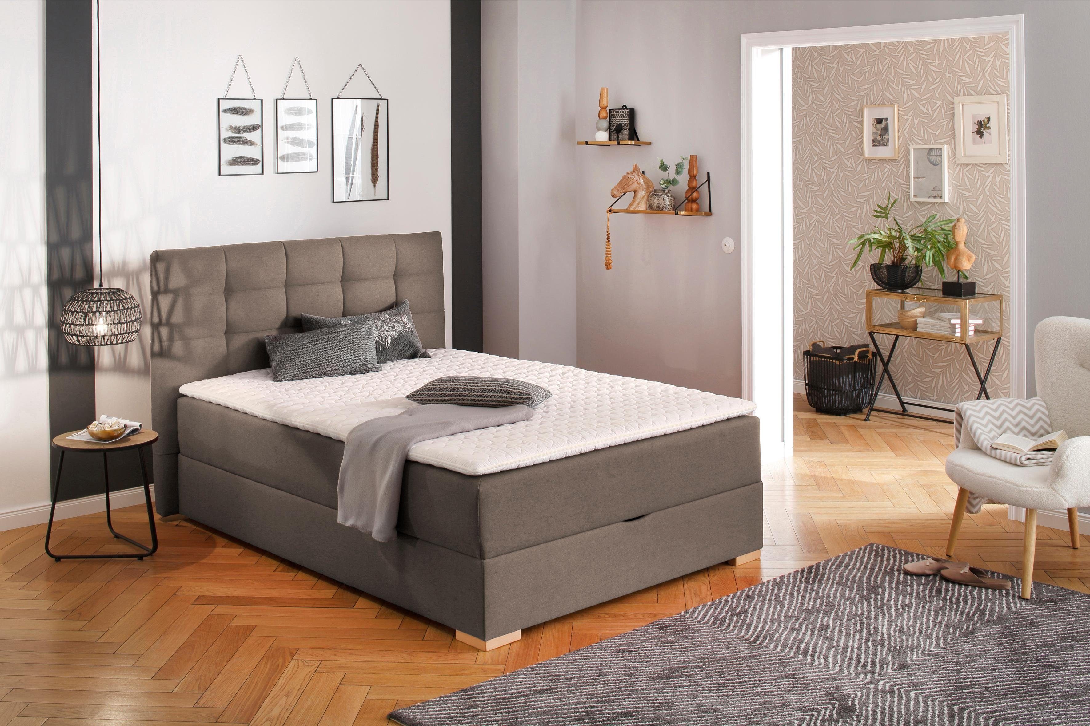 Home affaire Boxbett Olivet mit Bettkasten, in 4 Farben, 4 Breiten, 2 Matratzenarten, auch in Überlänge 220 cm