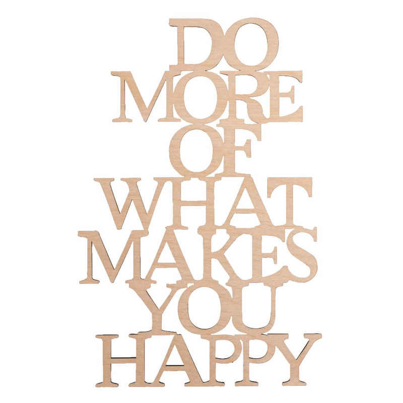 Rayher Wanddekoobjekt Holzschrift Do more what makes you happy, 12,5 cm x 19,5 cm