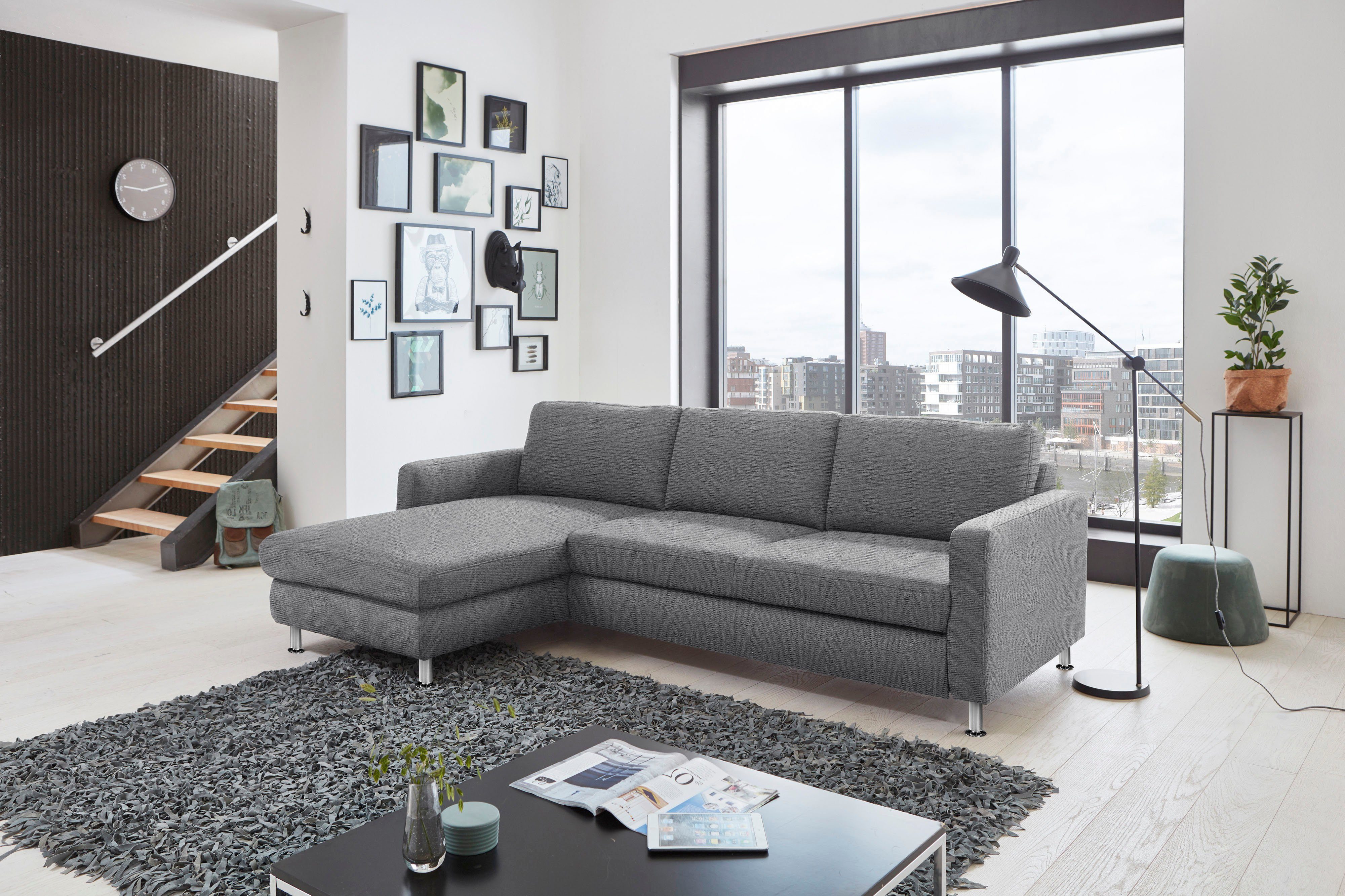 Die PlanBar Ecksofa MP-IN19027 L-Form, wahlweise mit Bettfunktion, frei im Raum stellbar