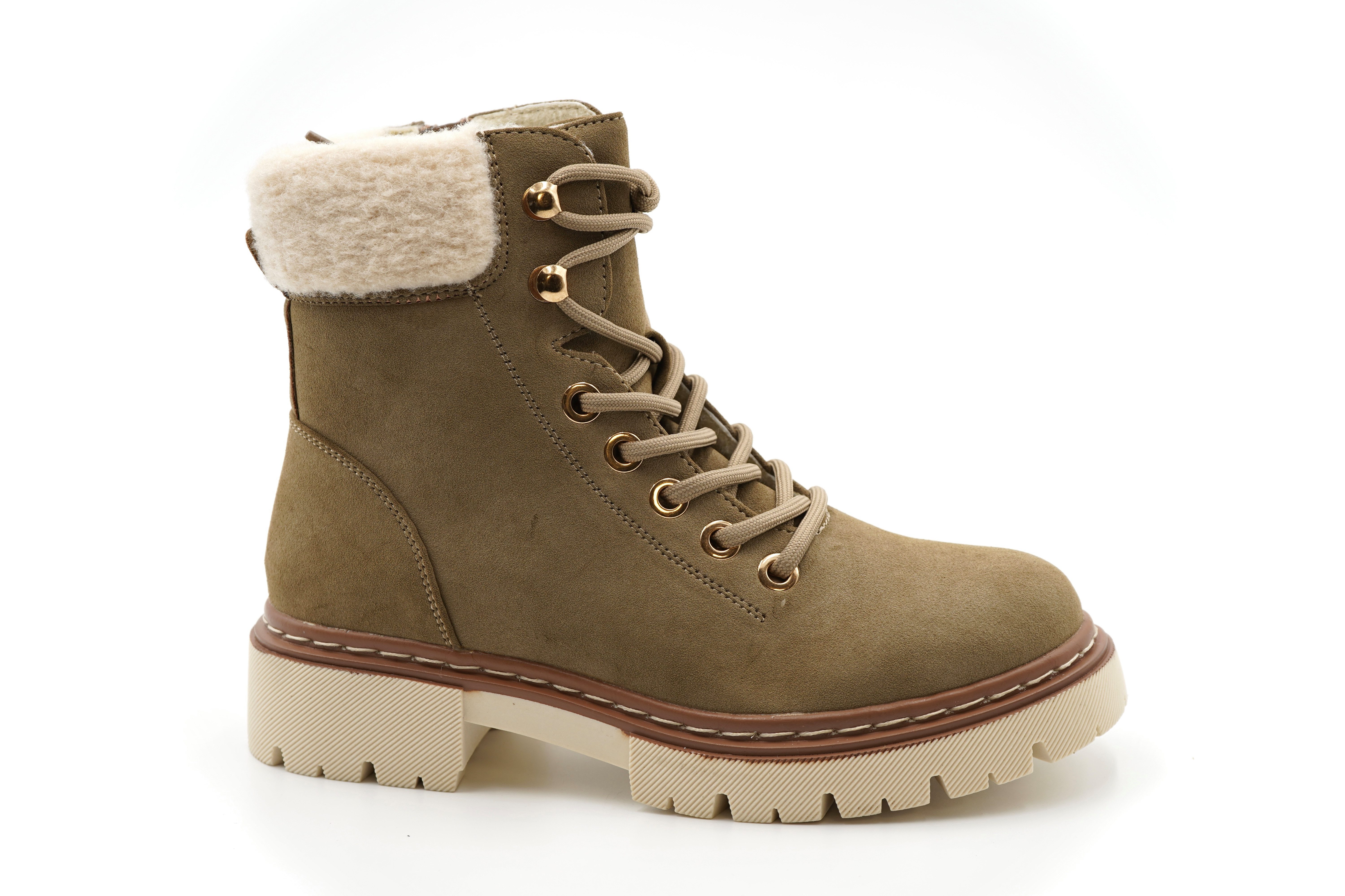 Sonderpostendiscount Damen Boots Khaki gefüttert KA23-226 günstig online kaufen
