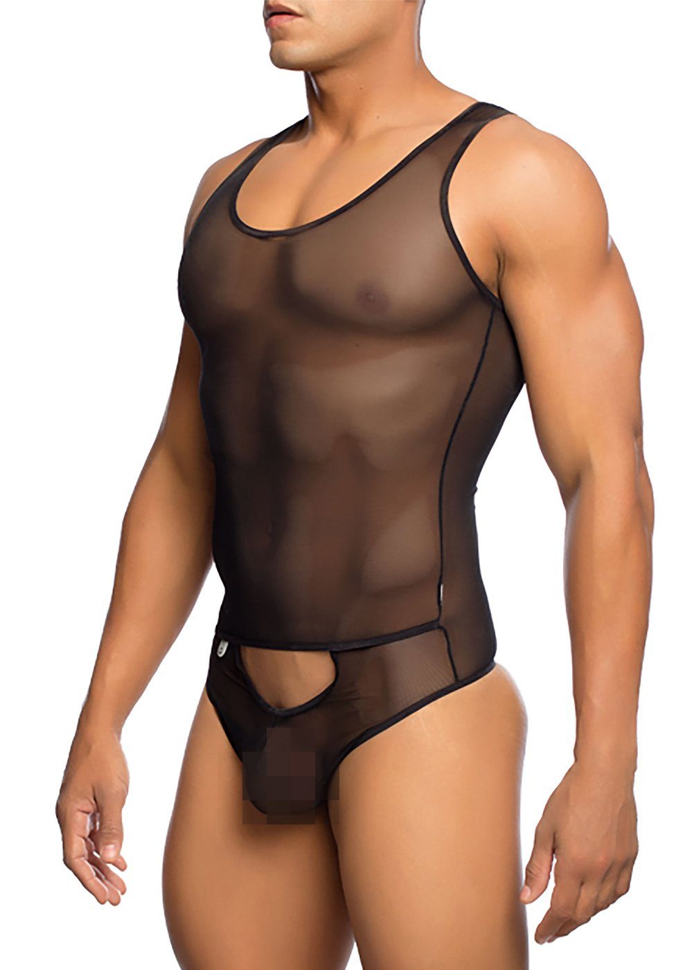 MOB Eroticwear Body Transparenter String-Body - schwarz transparent