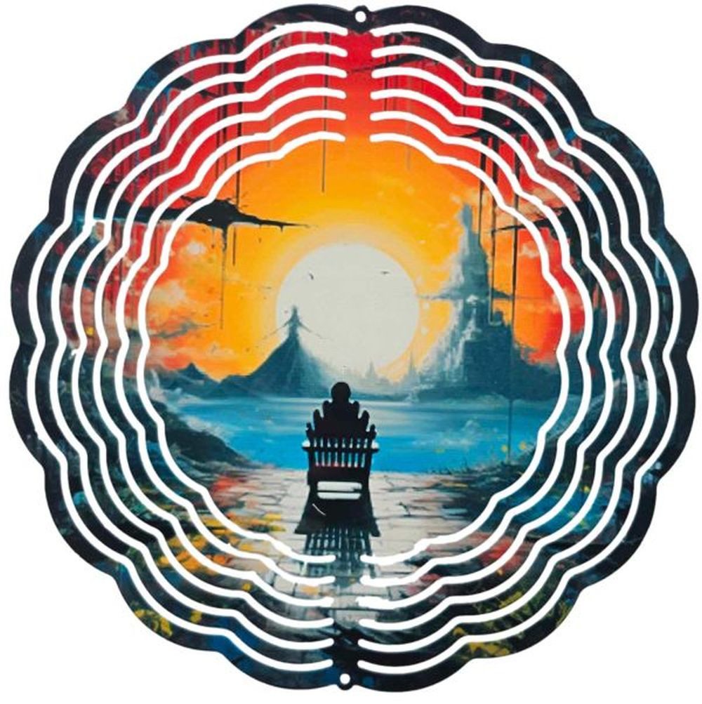 Ladreas Windspiel Edelstahl 3D Windspiel Windspinner 20cm Sonnenuntergang 4 WI205