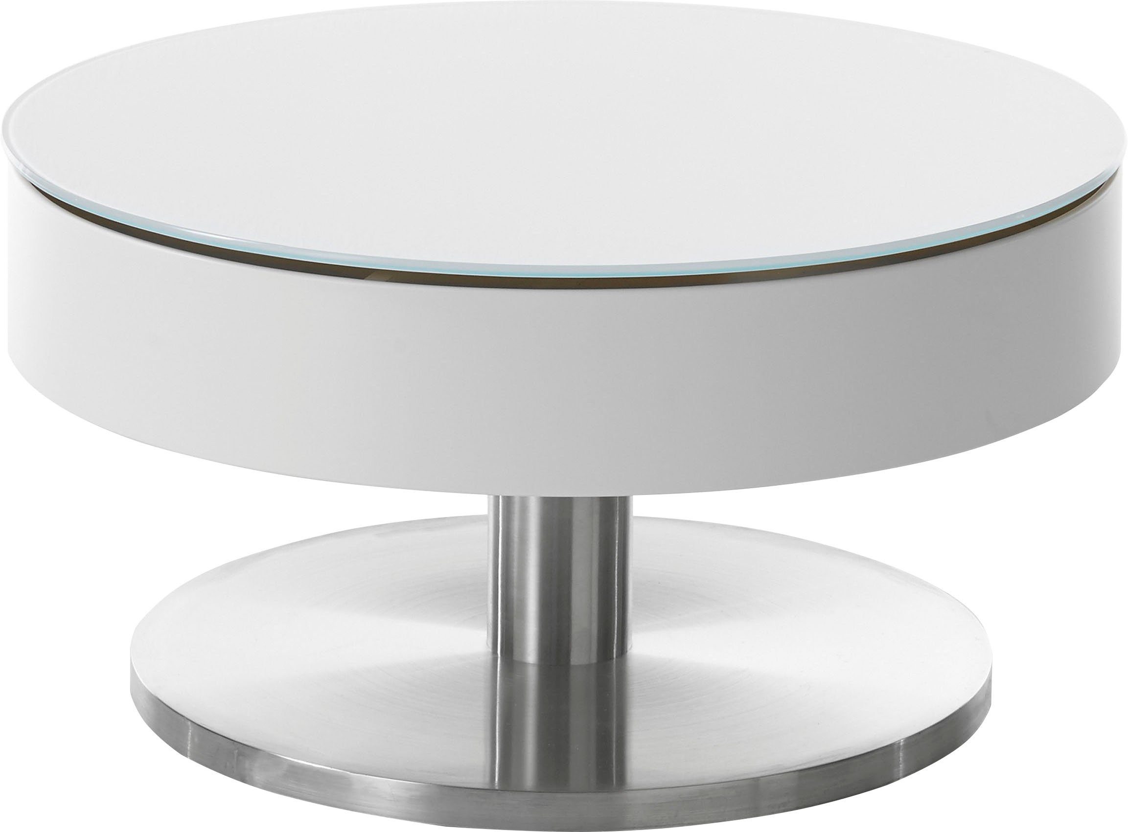 drehbar Couchtisch Tischplatte | Weiß Suva, Innenfach furniture weiß mit MCA
