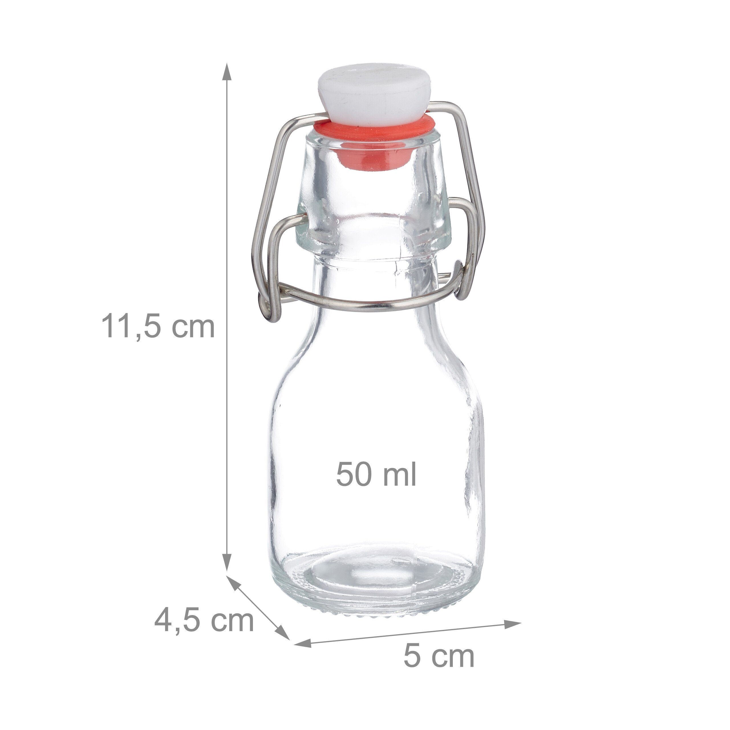 relaxdays Vorratsglas Kleine Flaschen mit Bügelverschluss Set, Glas, (25er Set, 25-tlg), 25er Pack – Bild 4 von 5