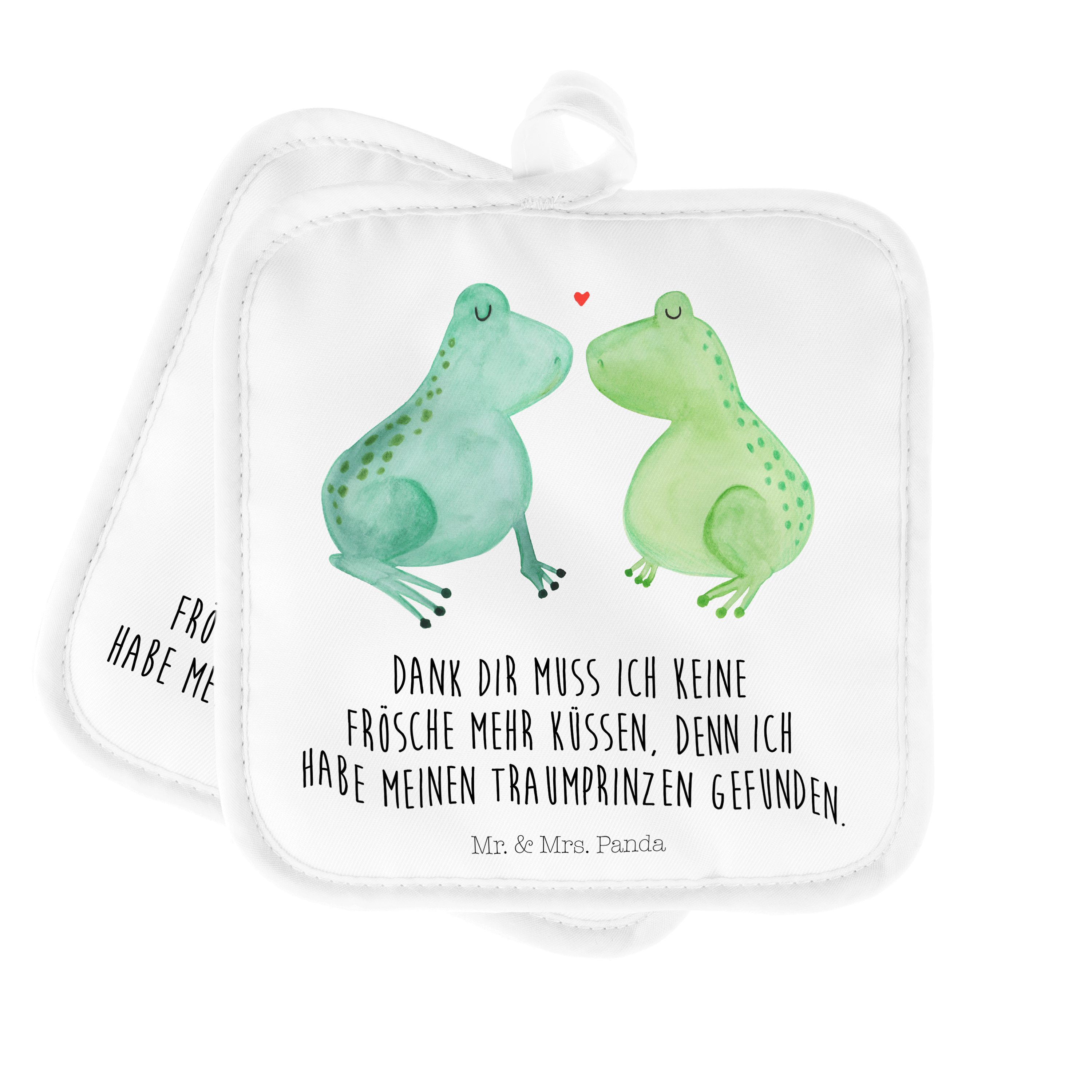 Mr. & Mrs. Panda Topflappen Frosch Liebe - Weiß - Geschenk, Freund, Topflappen, Hochzeitstag, küs, (1-tlg)