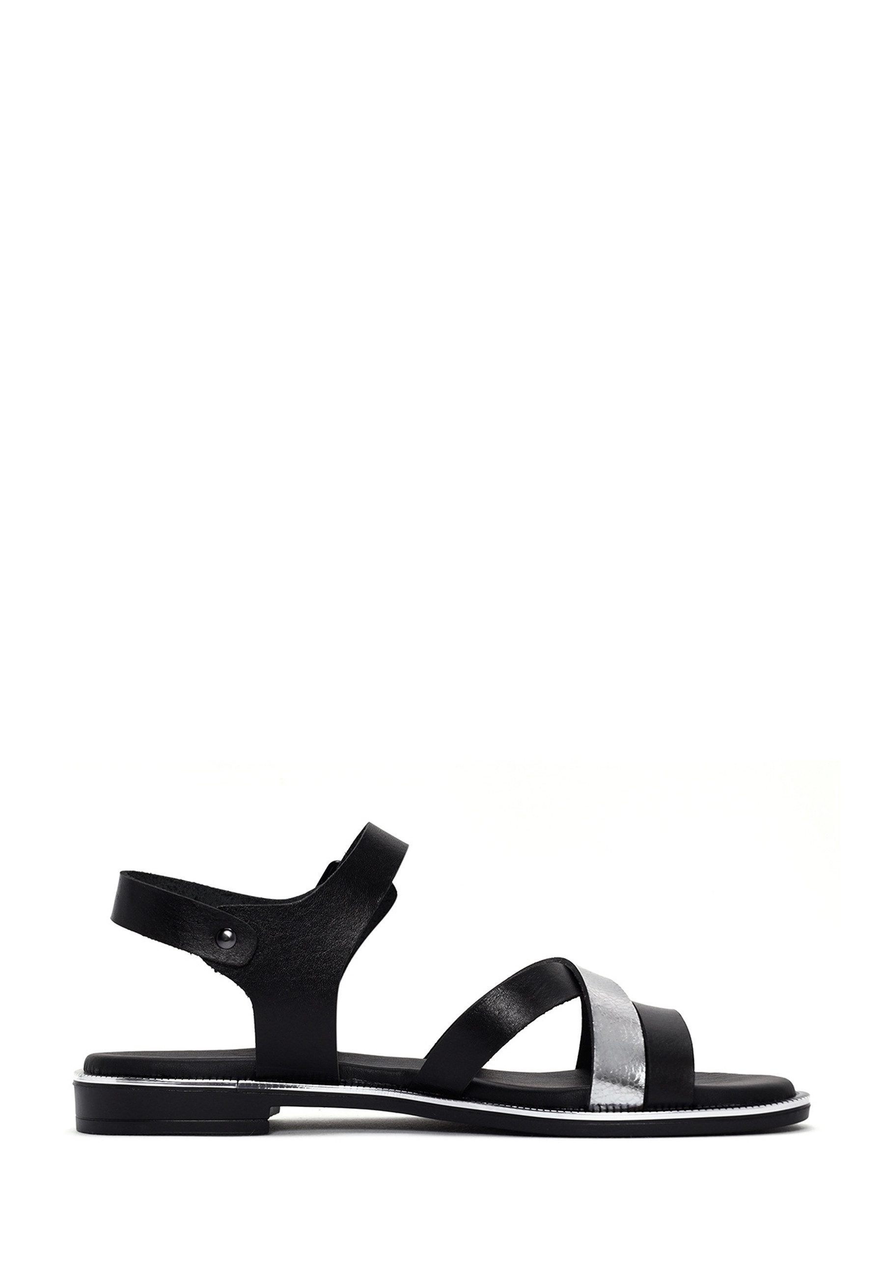 Derimod Sandalen aus Leder Sandale Echtleder, TPU-Sohle, Knöchelriemen, Flaches Profil