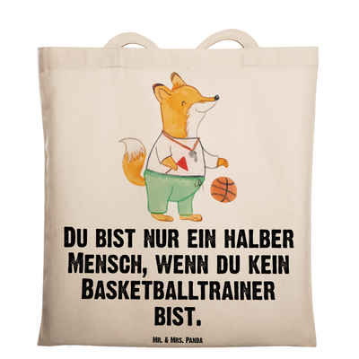 Mr. & Mrs. Panda Tragetasche Basketballtrainer Herz - Transparent - Geschenk, Beutel, Sport, Balls (1-tlg), Lange Tragegriffe