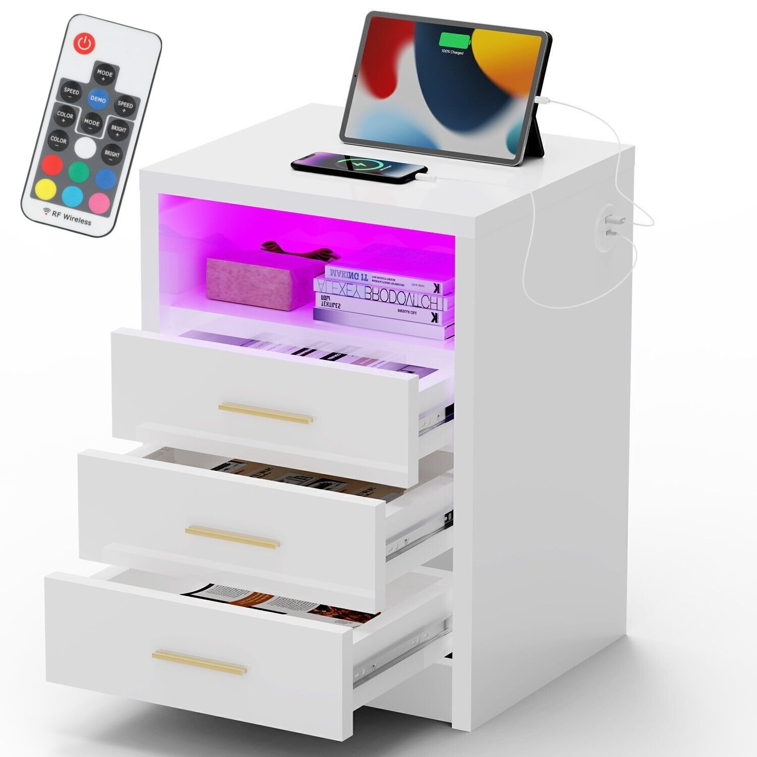 WILGOON Nachttisch Nachttisch Sofatisch mit LED-Beleuchtung,Nachtschrank günstig online kaufen