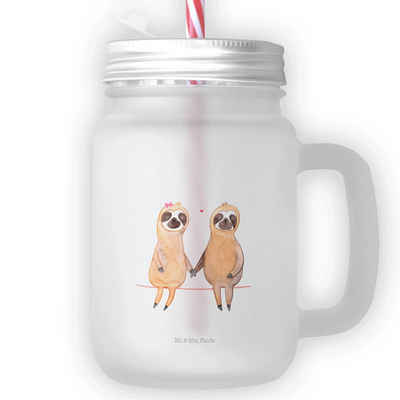 Mr. & Mrs. Panda Glas Faultier Pärchen - Transparent - Geschenk, Faultier Geschenk, Liebesp, Premium Glas