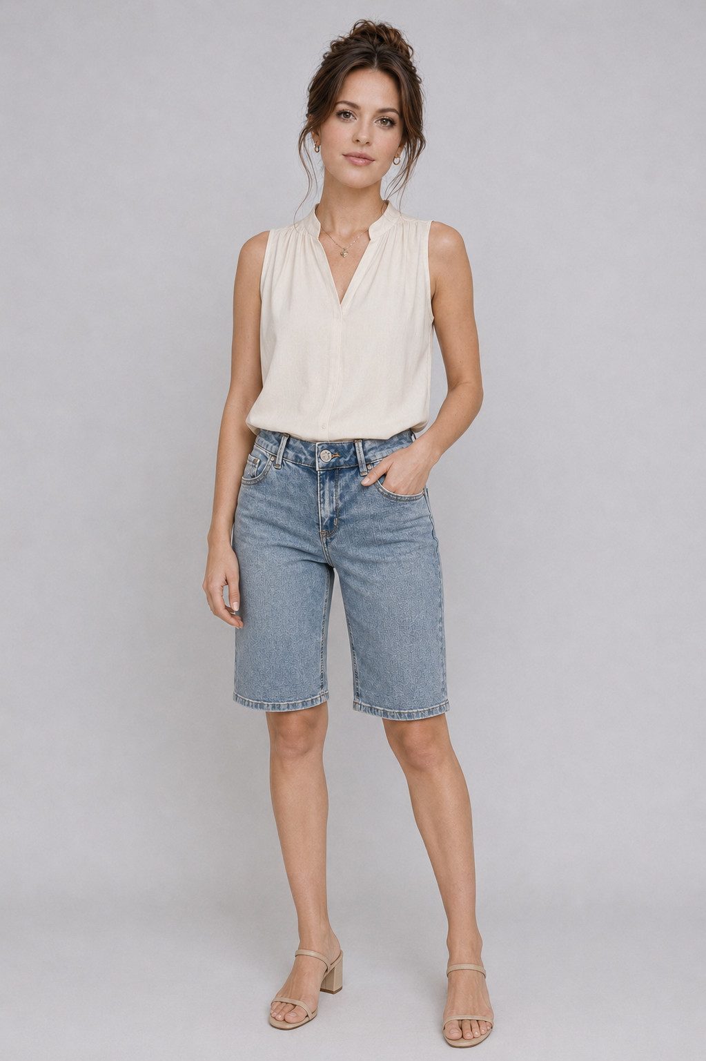 Buena Vista Shorts Italy-Short stretch denim - Jeansshorts mit Druck - Bermuda Damen