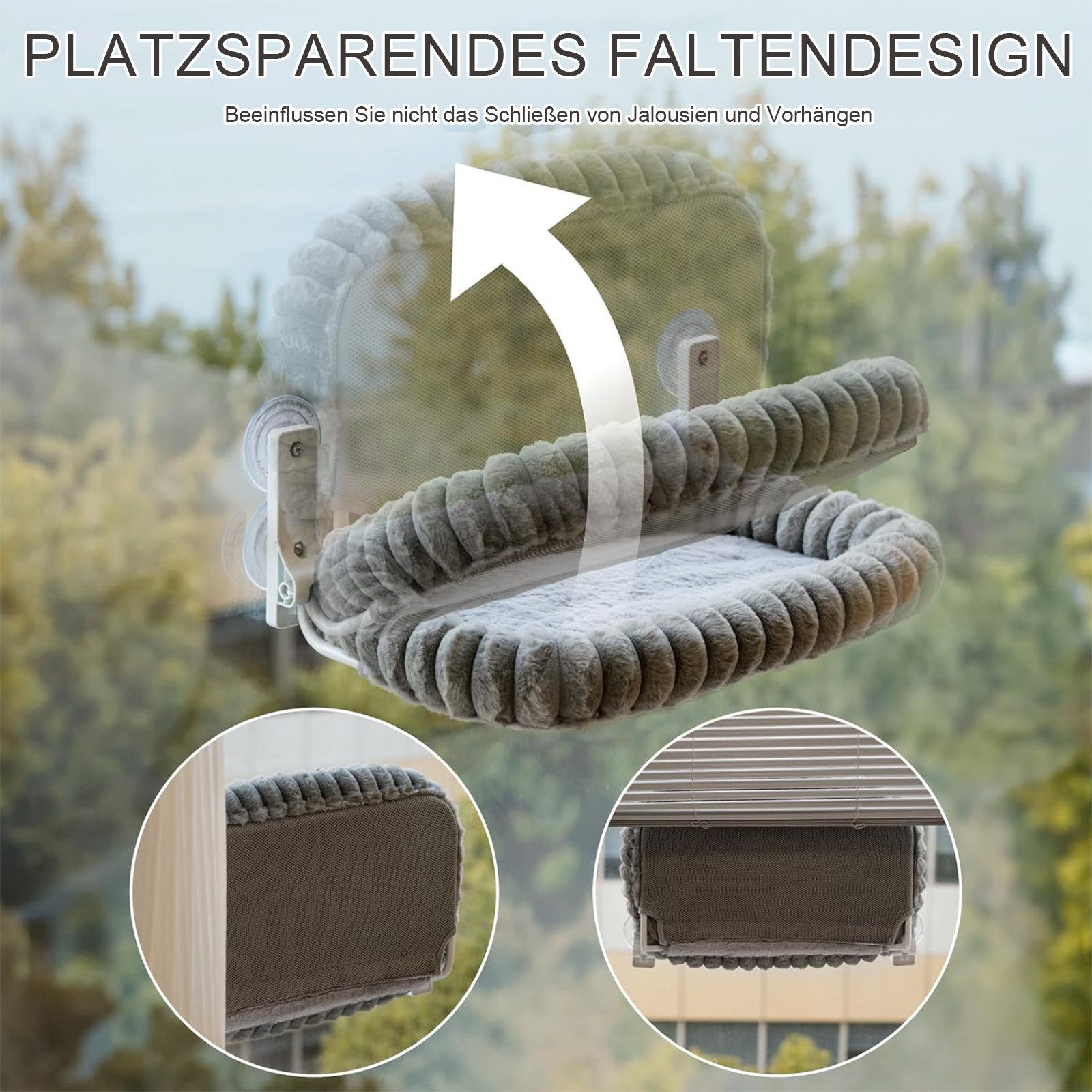 REDOM Katzen-Hängematte Katzenhängematte Katzen Fenster Hängematte, Polyester, mit Saugnäpfen klappbar platzsparend passend für die meisten Fenster