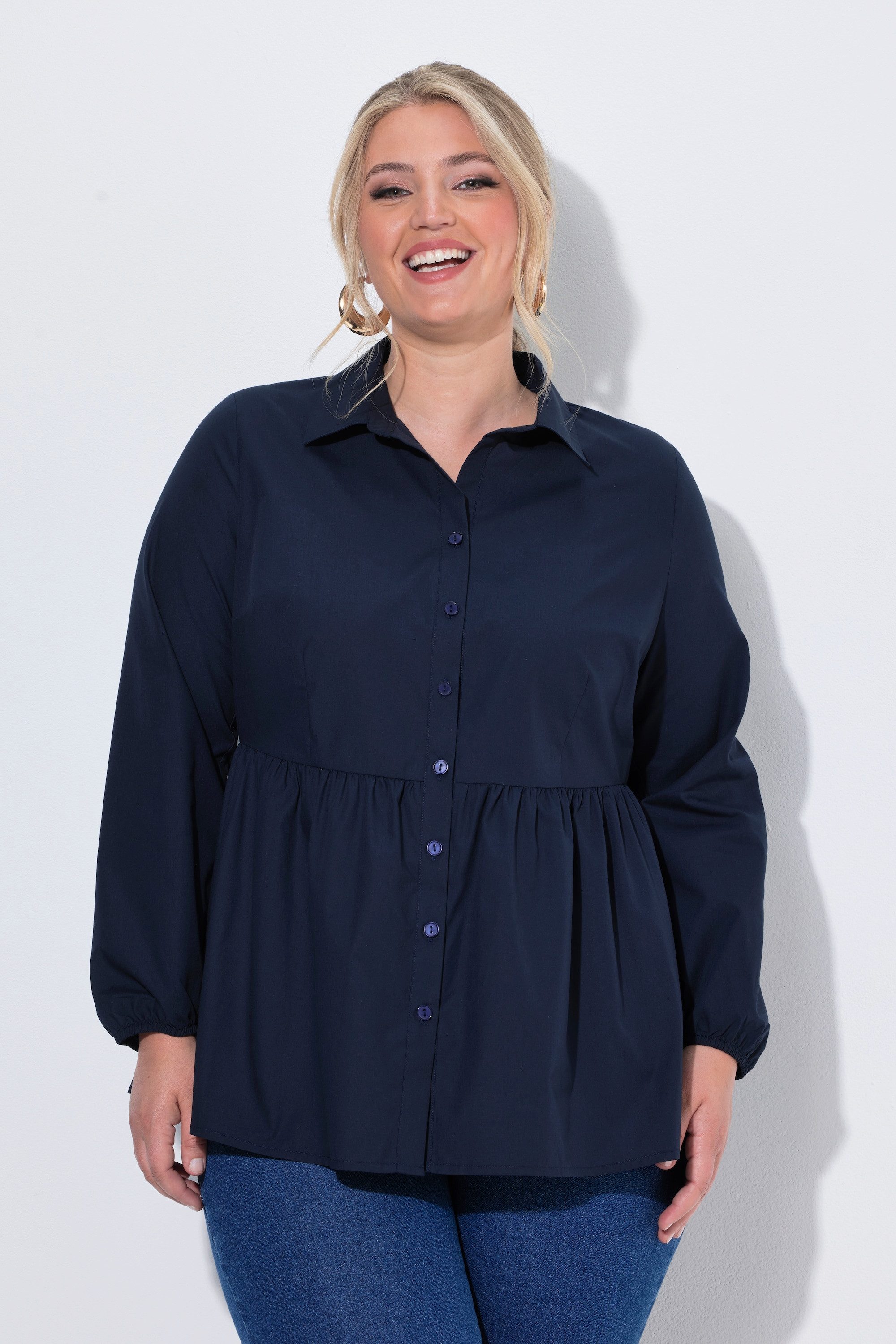 MIAMODA Longbluse Bluse A-Linie Schößchen Langarm