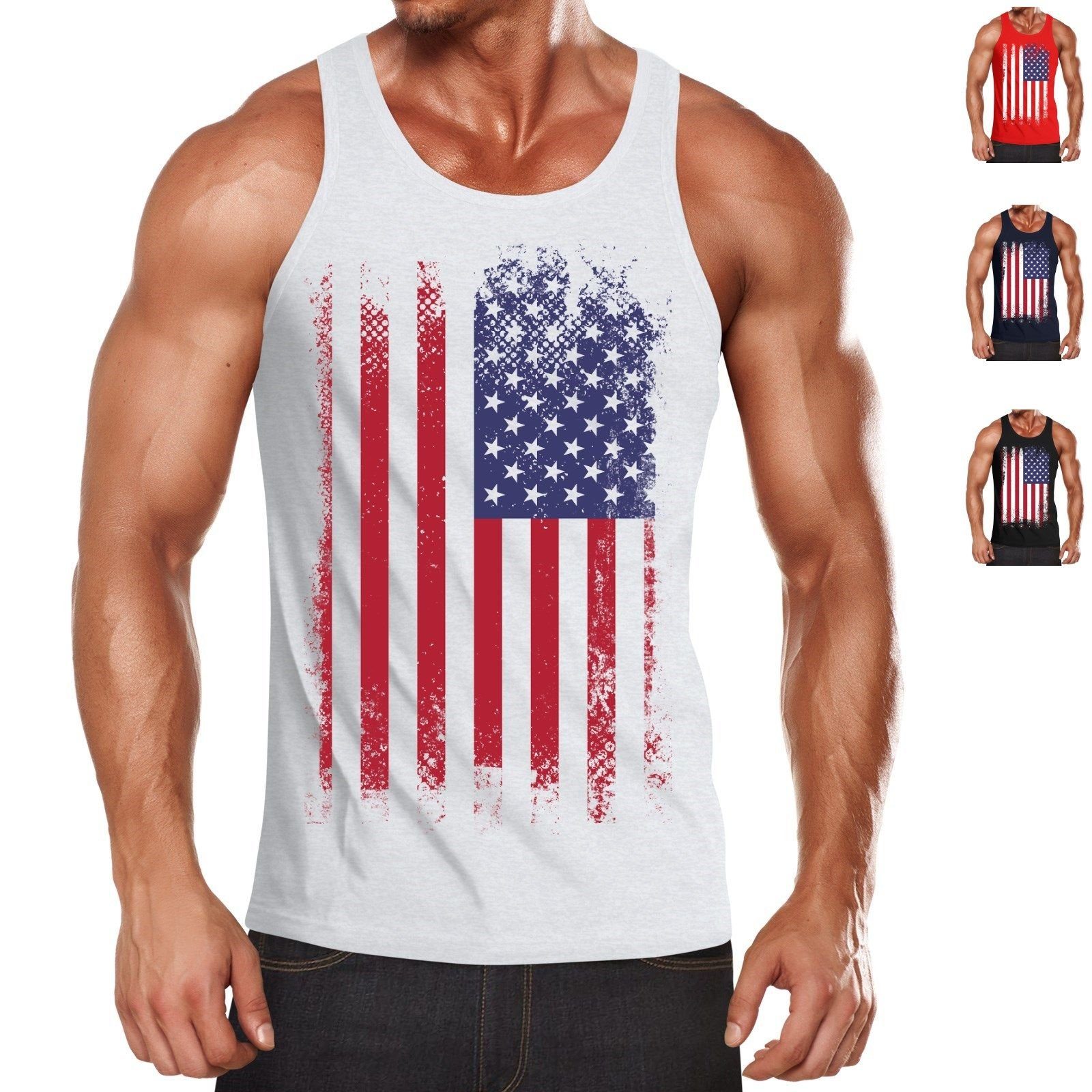 Tanktop Herren Tanktop Tank Top - Amerika USA Flagge - Body Fit MoonWorks® günstig online kaufen