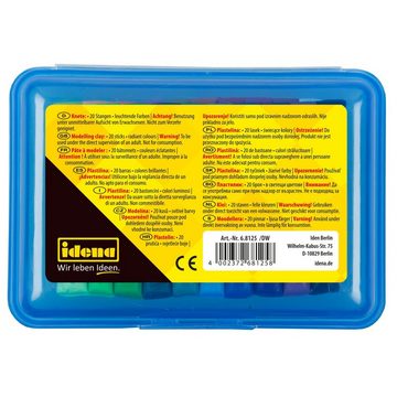 Idena Knete Idena 68125 - Knetebox mit 20 Stangen bunter Knete, in blauer Aufbewah