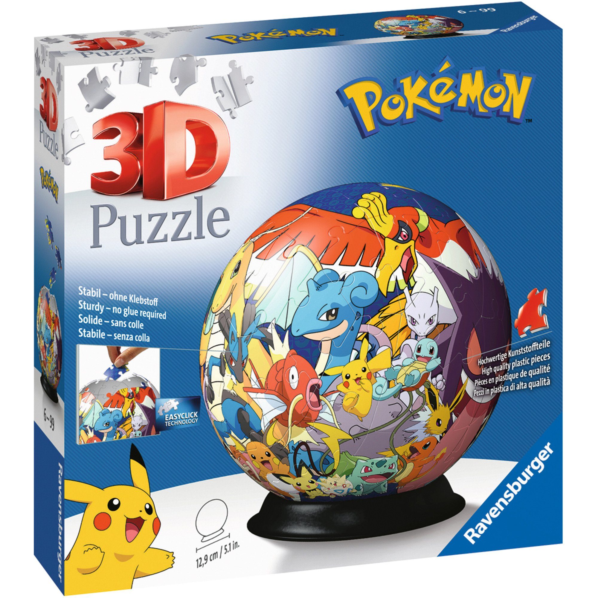 Ravensburger Puzzle Ravensburger 3D Puzzle-Ball Pokémon, 72 Puzzleteile