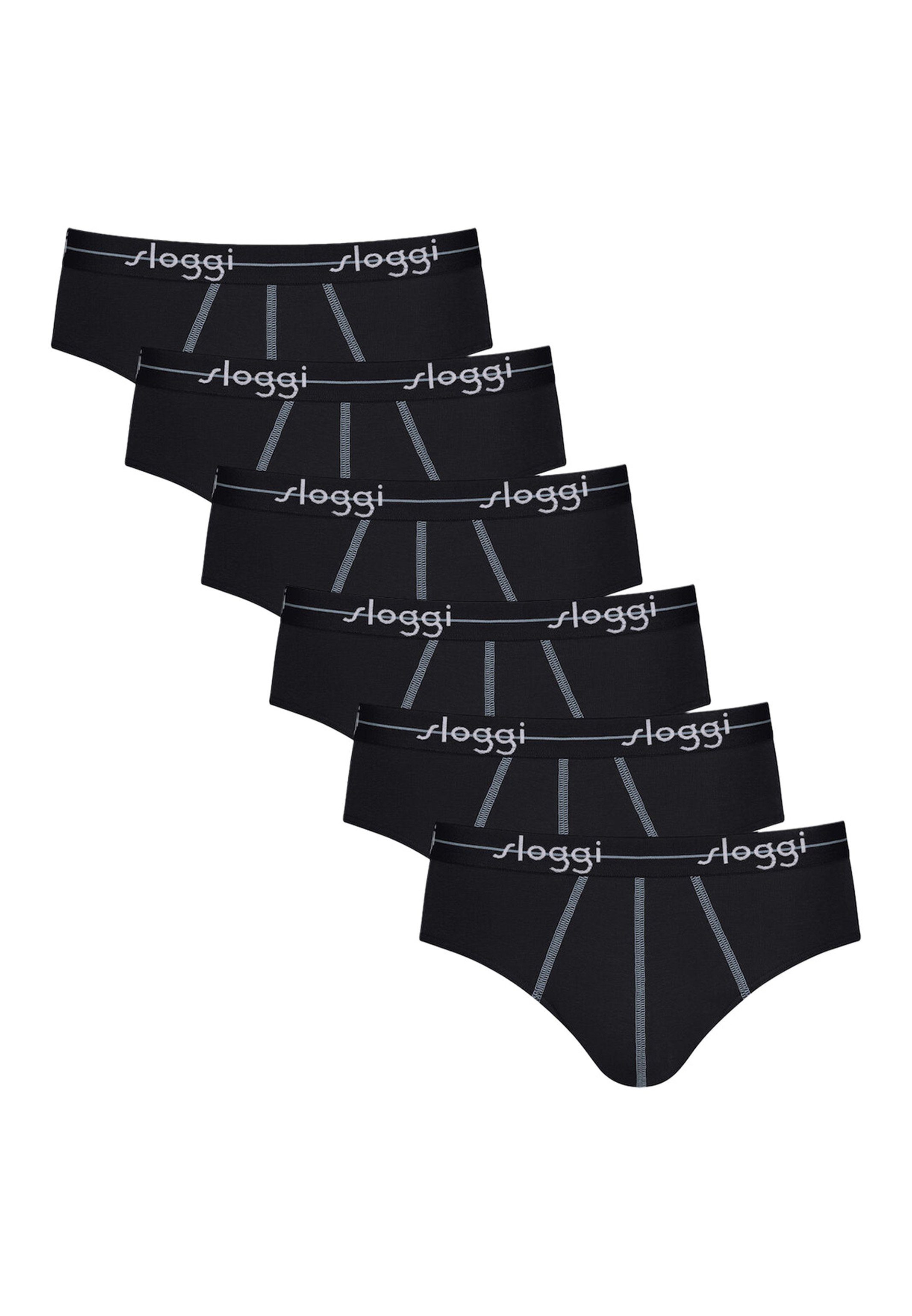 Sloggi Slip 6er Pack Start (Spar-Set, 6-St) Midi Slip / Unterhose - Baumwolle - Ohne Eingriff - Schwarz