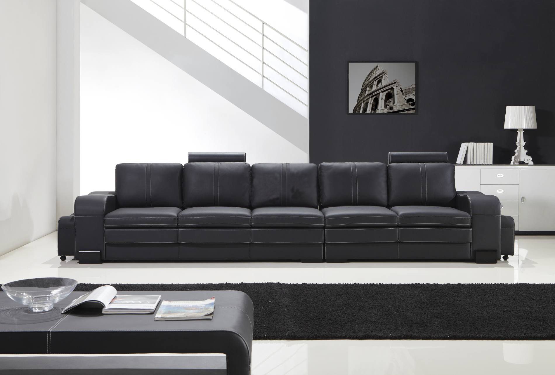 JVmoebel Big-Sofa Luxuriöse Design-Couch aus Leder und Textil, 5-Sitzer Sofa, Made in Europa