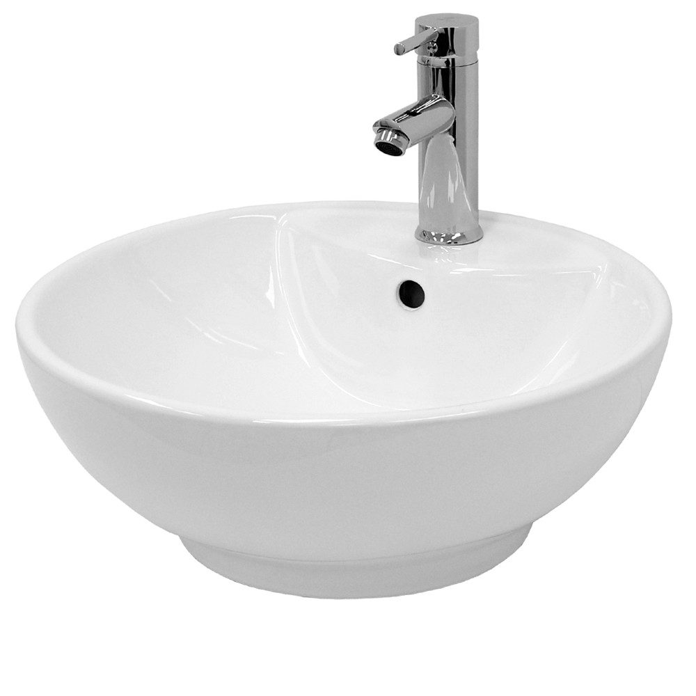 LuxeBath Waschbecken Aufsatzwaschbecken Spülbecken aus Keramik Einbaubecken Wasserfall, Aufsatzwaschtisch für Badezimmer inkl. Ablaufgarnitur mit Überlauf
