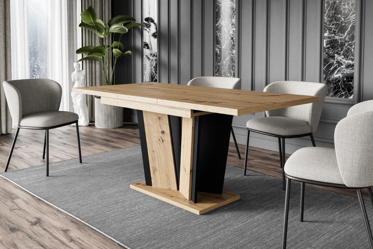 ALTDECOR Esstisch BRIO2 (Esstisch ausziehbar, Esszimmertische, Tisch Wohnzimmertisch), Esszimmertisch ausziehbar 120 - 160 x 80 x 75 cm