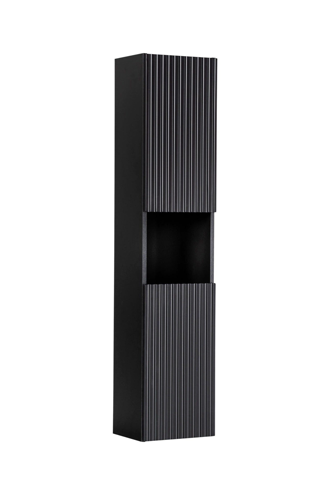 ROYAL24_MARKT Hochschrank Badezimmer-Hochschrank Novira Schwarz matt 30×140×25 cm mit 2 Türen