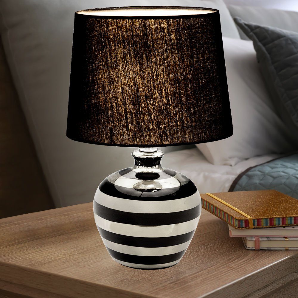 etc-shop LED Tischleuchte, Leuchtmittel inklusive, Design Leuchte Lampe Keramik Fernbedienung schwarz Warmweiß, Tisch Farbwechsel